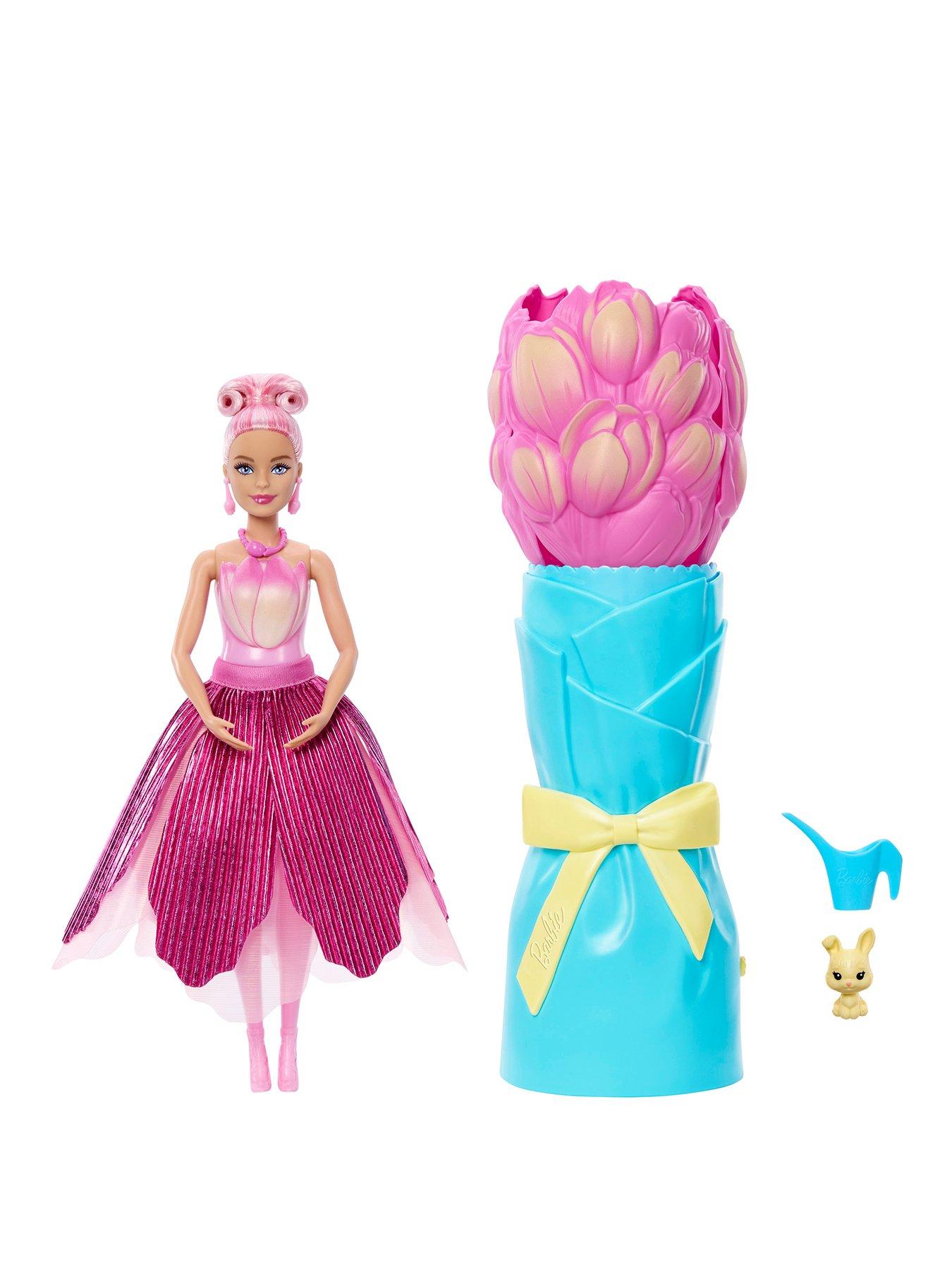 Image 1 of 8 of Barbie Petal Pop Scented Fashion Doll with Pink Tulip Dress, Reveal Accessories like Bunny &amp; More