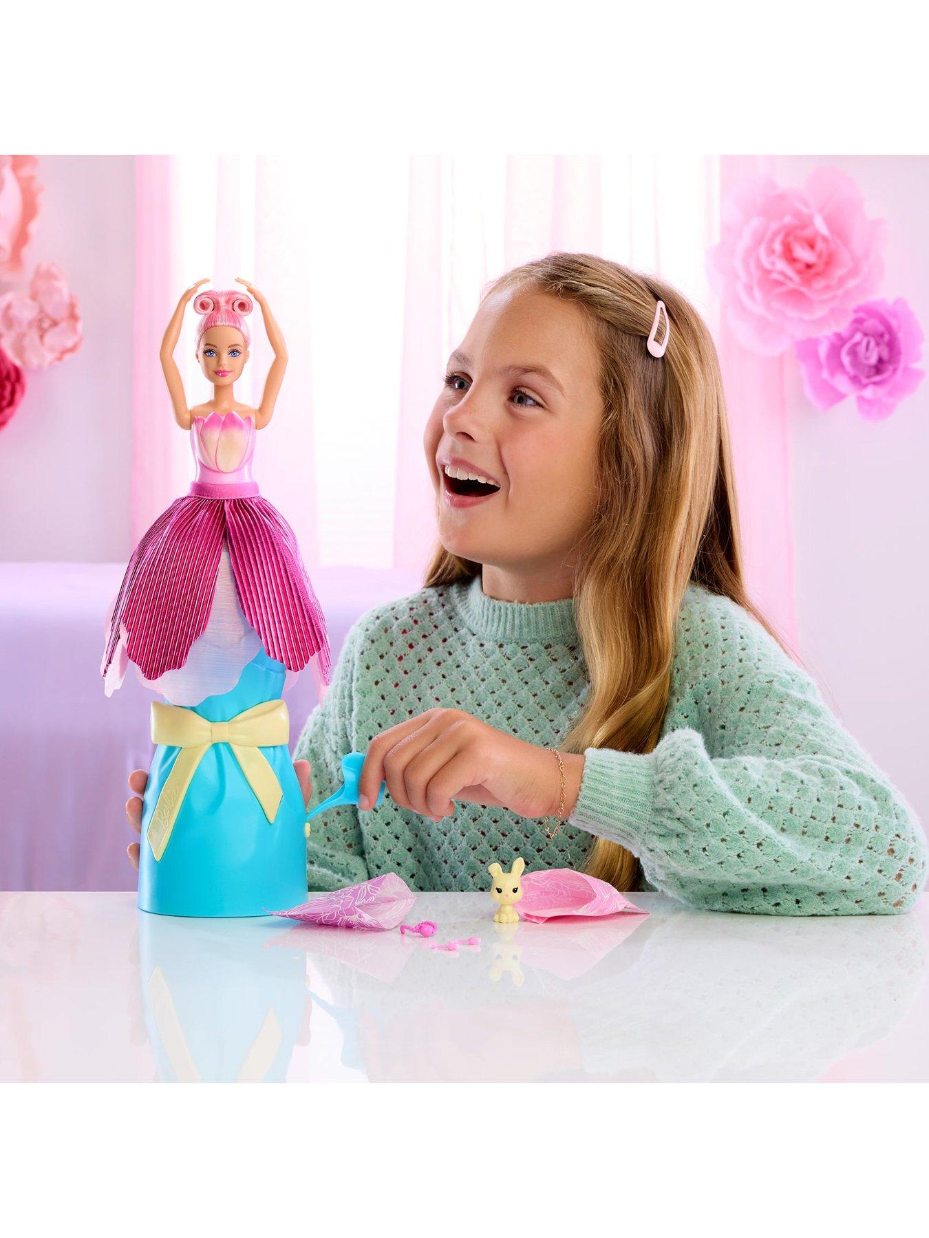 Image 2 of 8 of Barbie Petal Pop Scented Fashion Doll with Pink Tulip Dress, Reveal Accessories like Bunny &amp; More