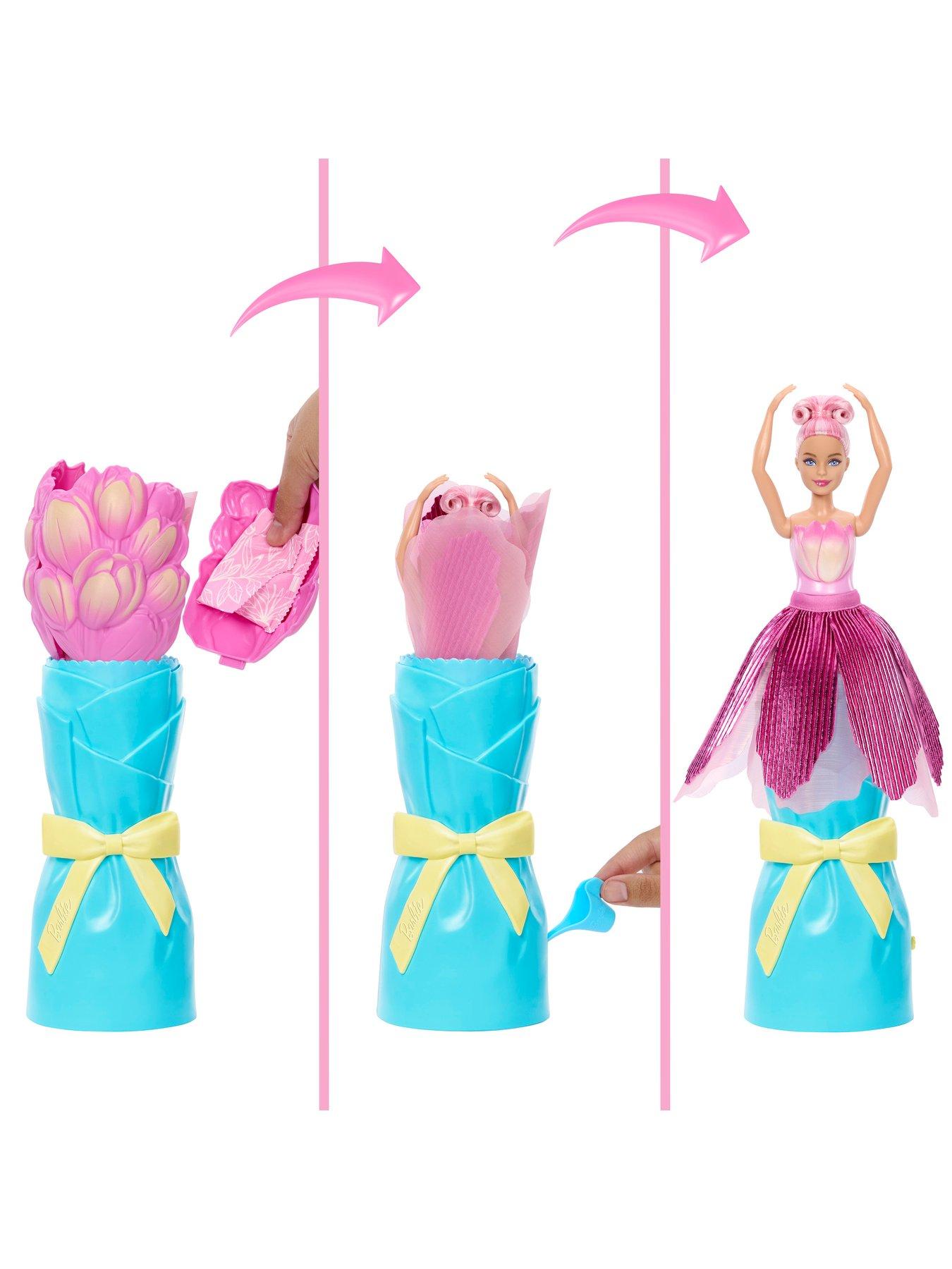 Image 3 of 8 of Barbie Petal Pop Scented Fashion Doll with Pink Tulip Dress, Reveal Accessories like Bunny &amp; More