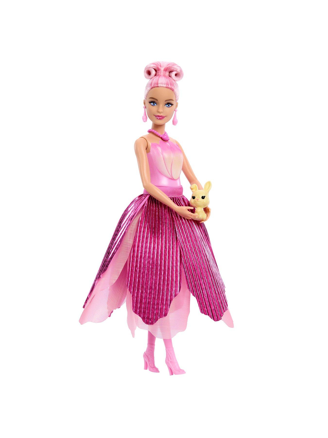Image 4 of 8 of Barbie Petal Pop Scented Fashion Doll with Pink Tulip Dress, Reveal Accessories like Bunny &amp; More