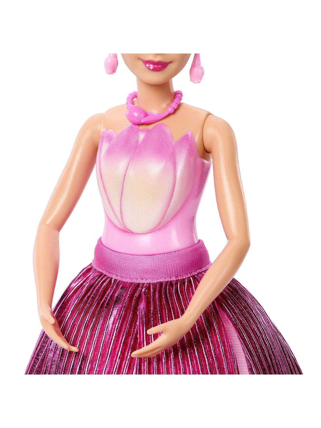 Image 6 of 8 of Barbie Petal Pop Scented Fashion Doll with Pink Tulip Dress, Reveal Accessories like Bunny &amp; More
