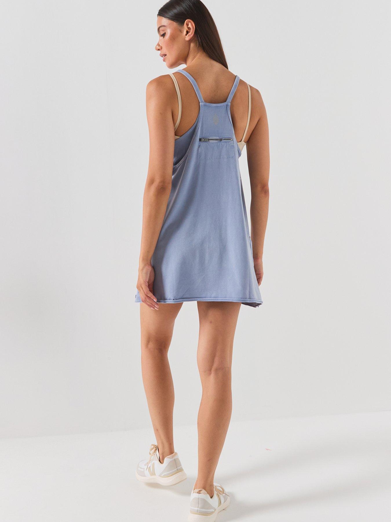 Image 2 of 6 of FP Movement Womens Training Hot Shot Mini Dress with Built-In Shorts - Blue