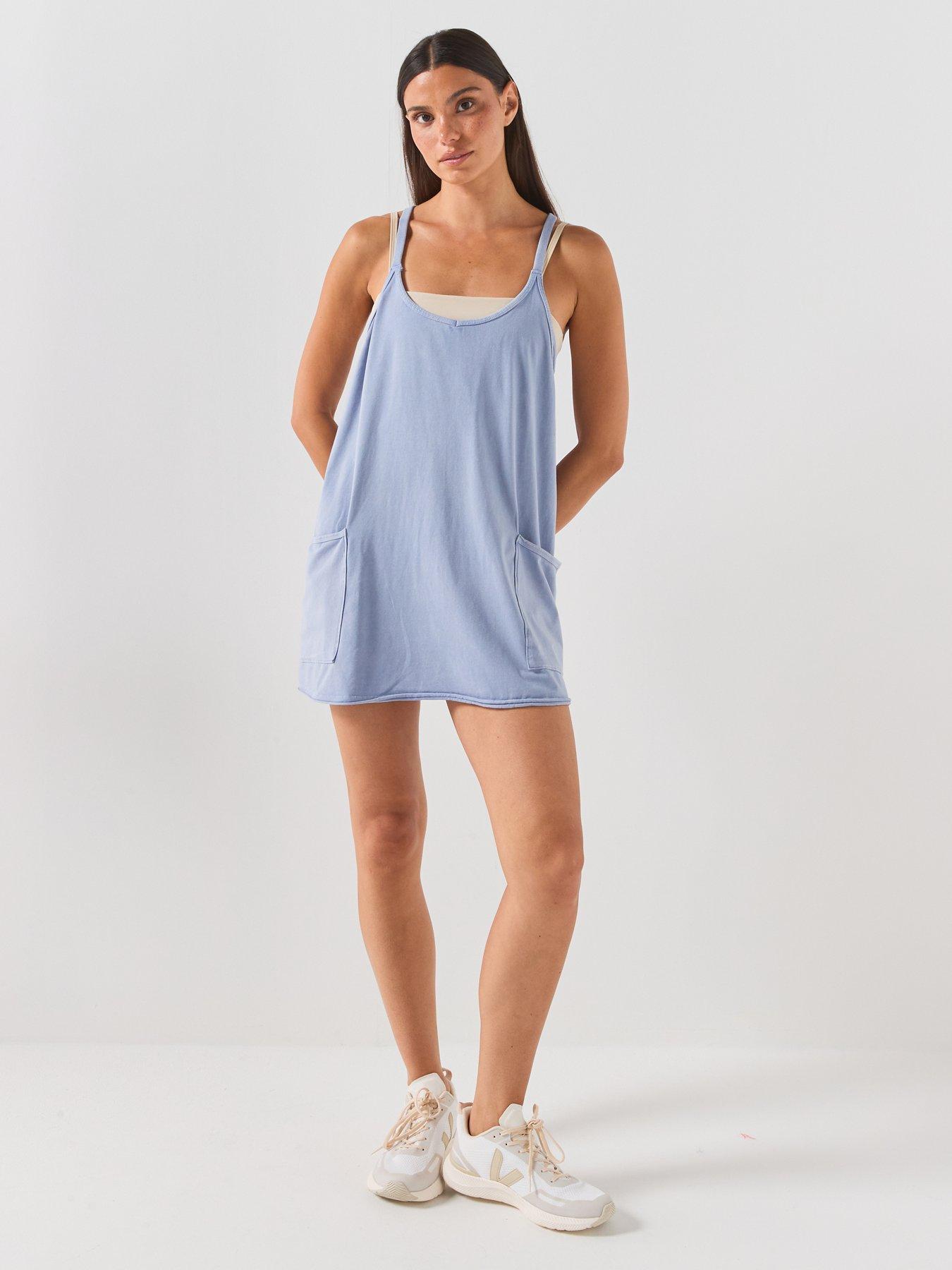 Image 3 of 6 of FP Movement Womens Training Hot Shot Mini Dress with Built-In Shorts - Blue