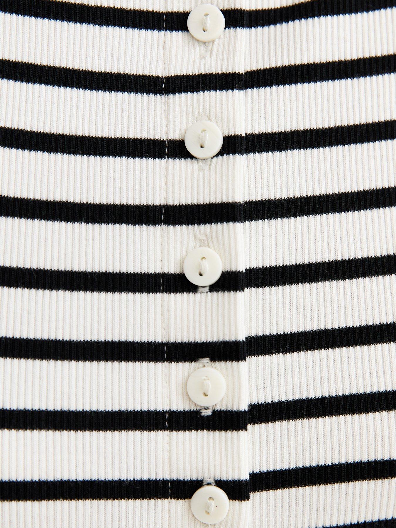 Image 5 of 5 of New Look Striped Button Through Tank Top - Black