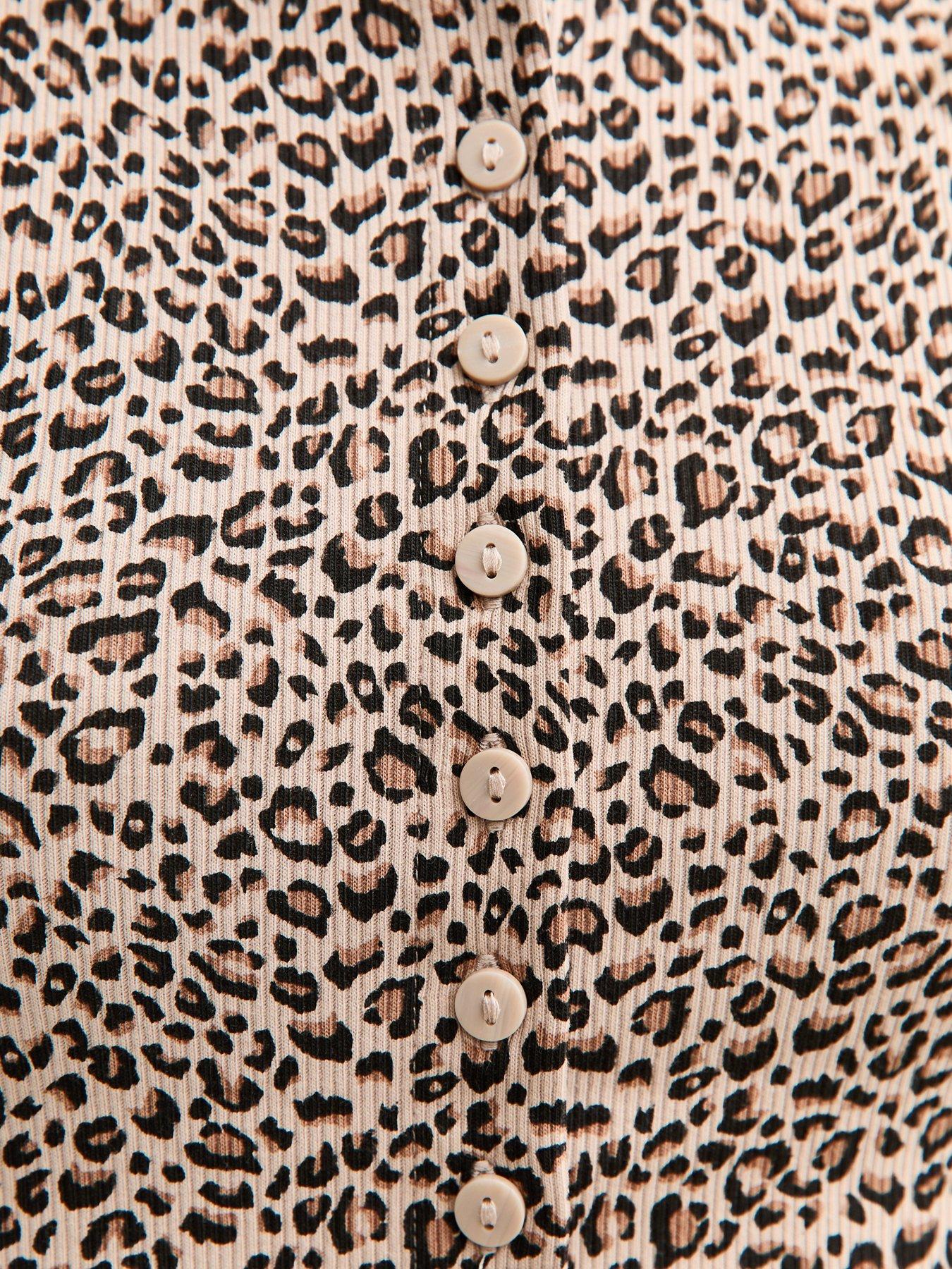Image 5 of 5 of New Look Leopard Print Button Through Tank Top - Brown