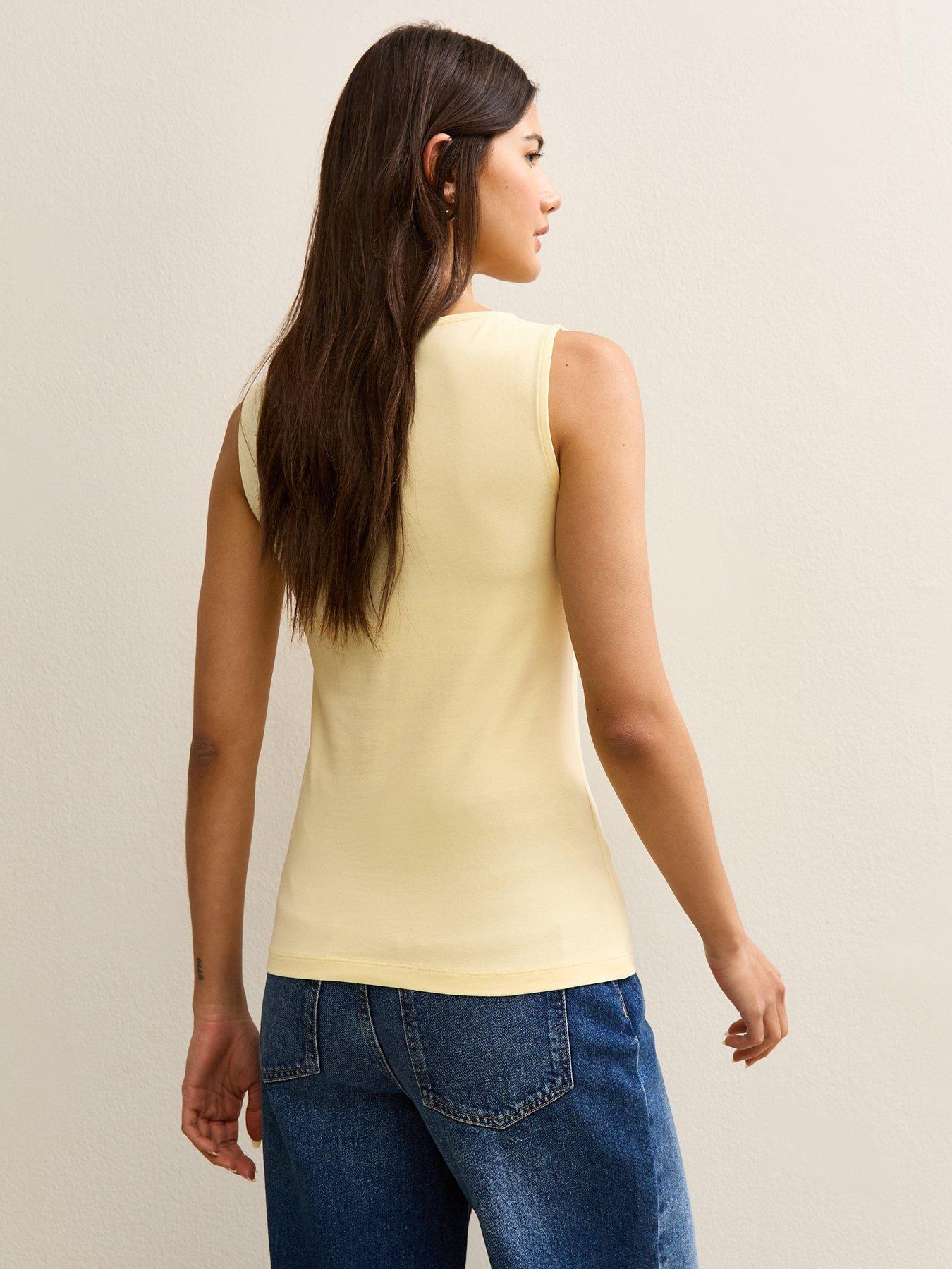 Image 2 of 5 of New Look Slash Neck Vest Top - Light Yellow