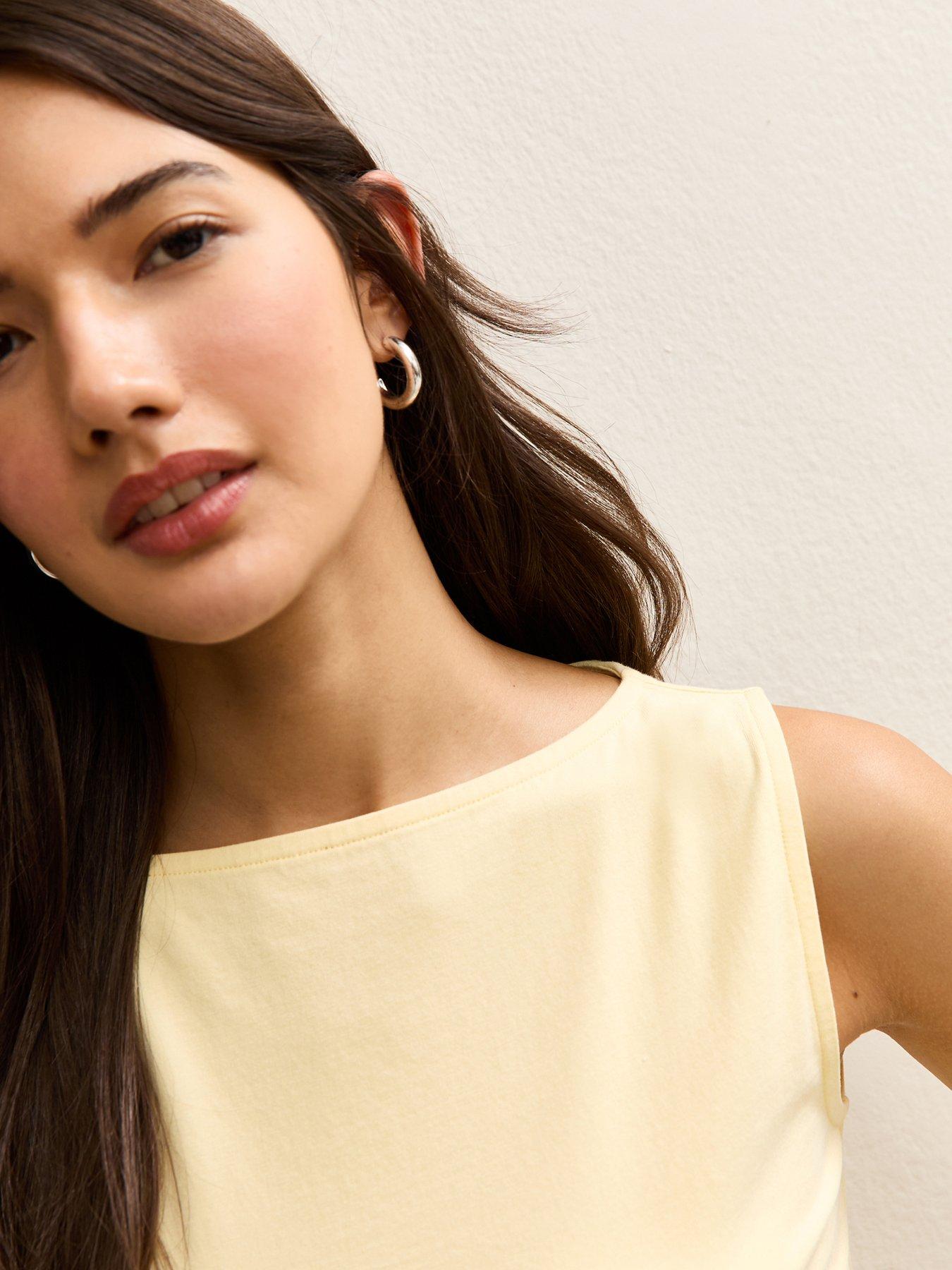 Image 4 of 5 of New Look Slash Neck Vest Top - Light Yellow