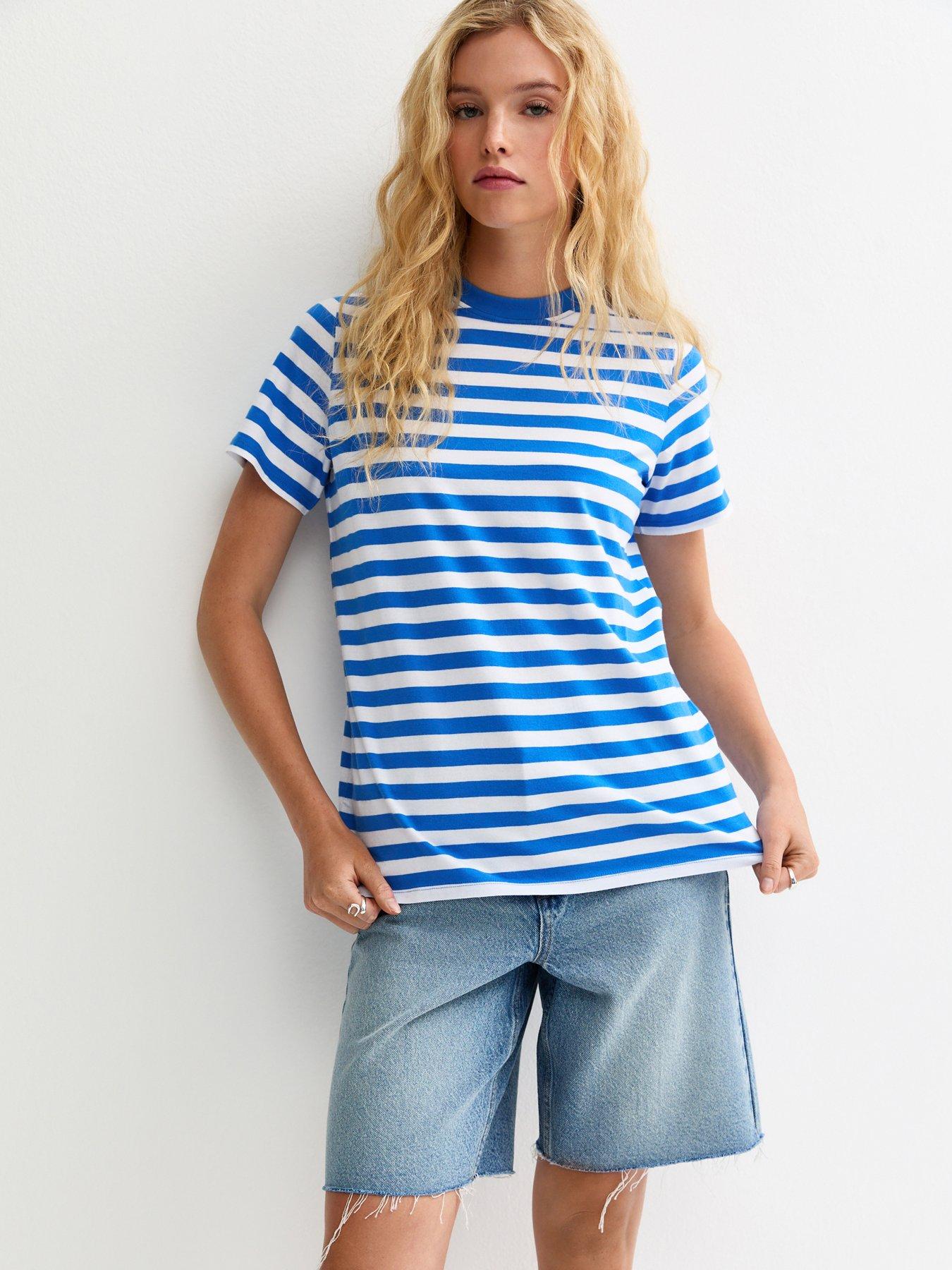 New Look Cotton Striped T-Shirt - Blue