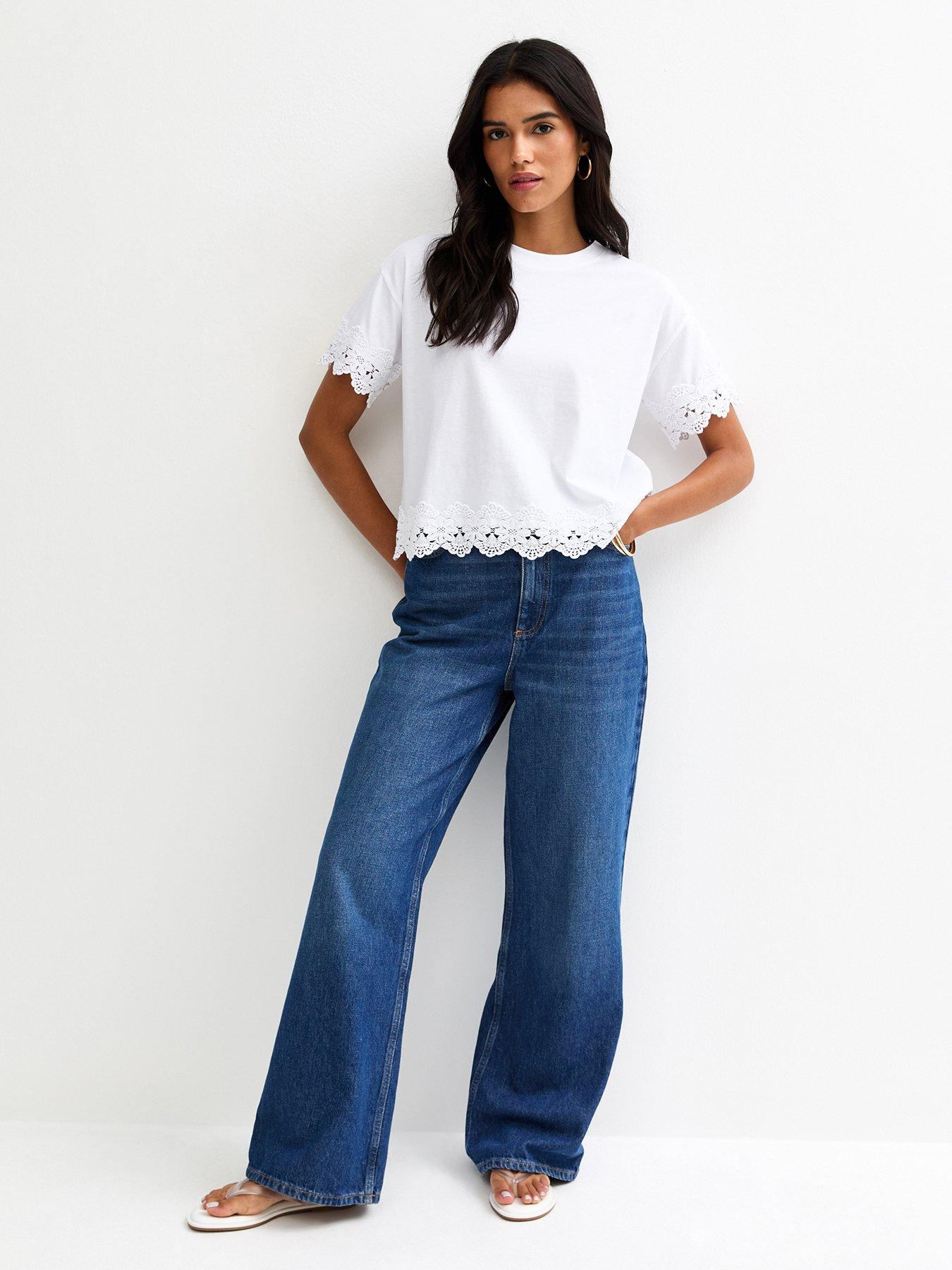 Image 3 of 5 of New Look White Lace Trim Top