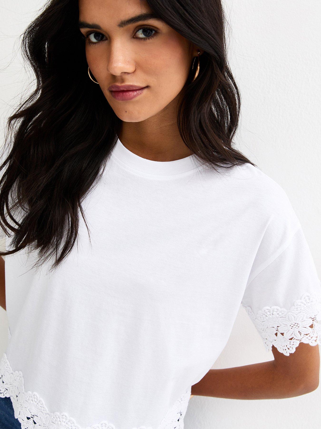 Image 4 of 5 of New Look White Lace Trim Top