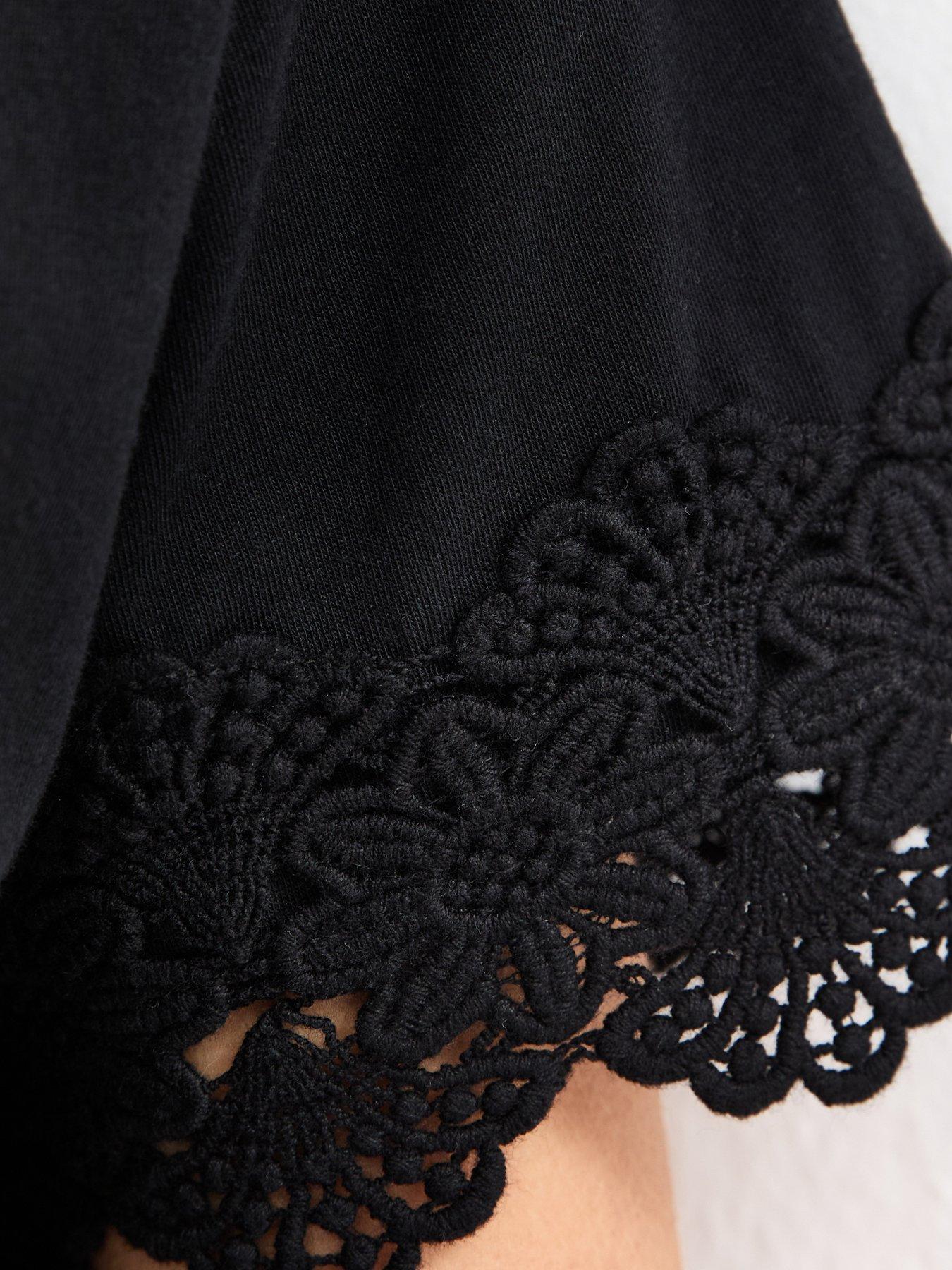 Image 5 of 5 of New Look Black Lace Trim Top