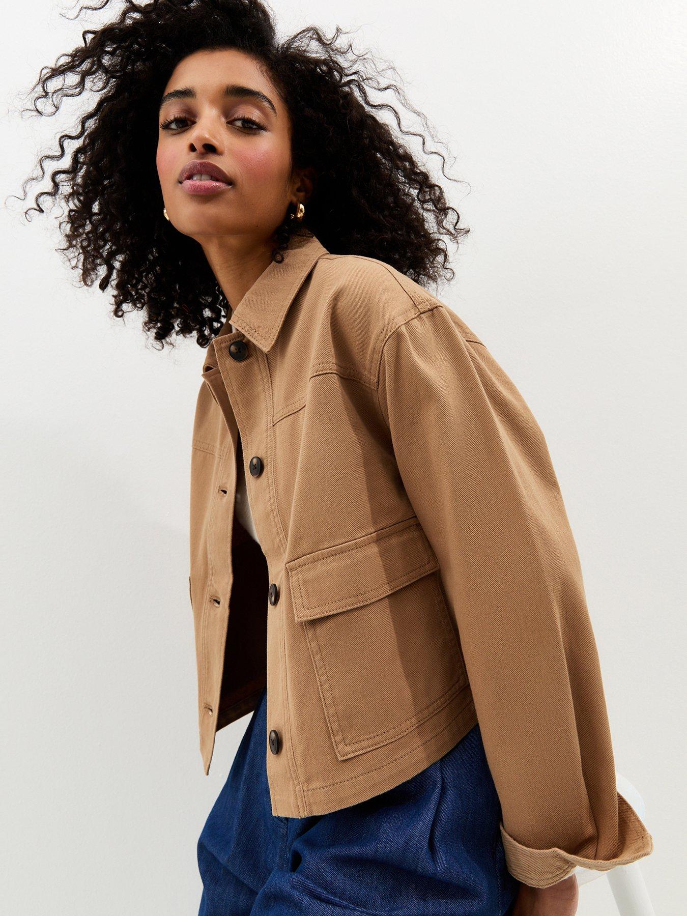  image of new-look-flap-pocket-cotton-shacket-brown