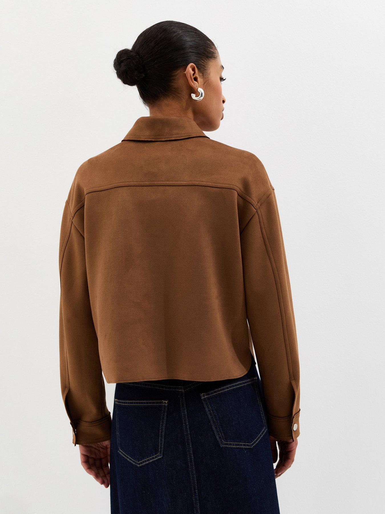 New Look Tan Faux Suede Boxy Shacket - Brown | Littlewoods