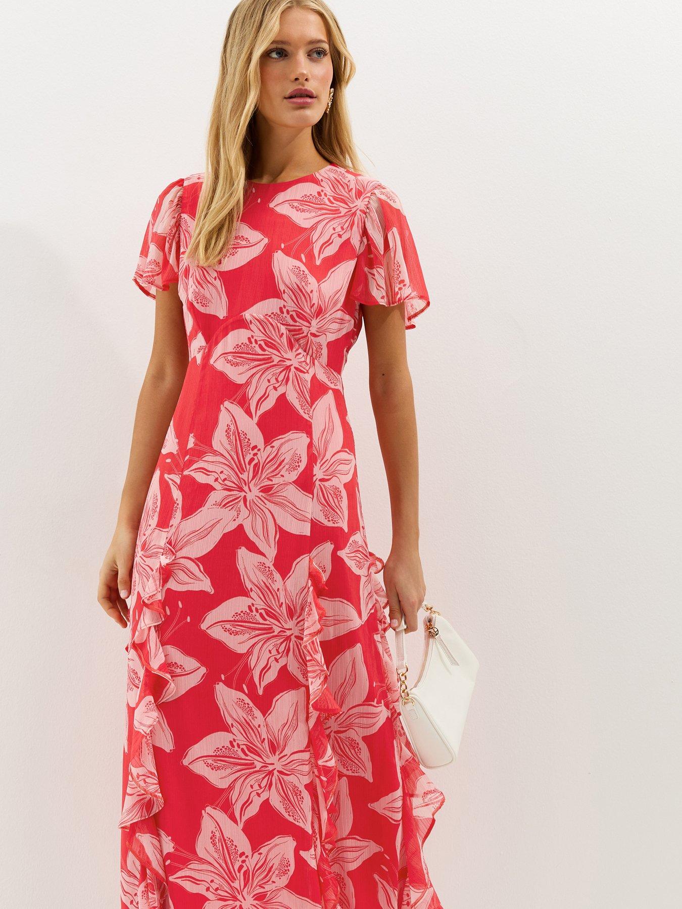 open lace back dress Cuban High Waist Chiffon Midi Dress – TRAVEL FASHION HOUSE main image 1