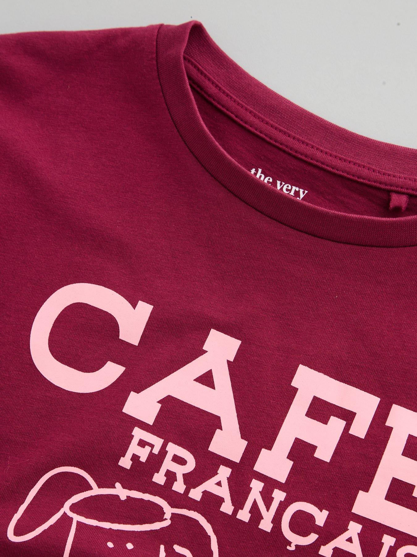 Image 4 of 4 of The Very Collection Girls Cafe Oversized Slogan T-shirt (3 - 16 years) - Red