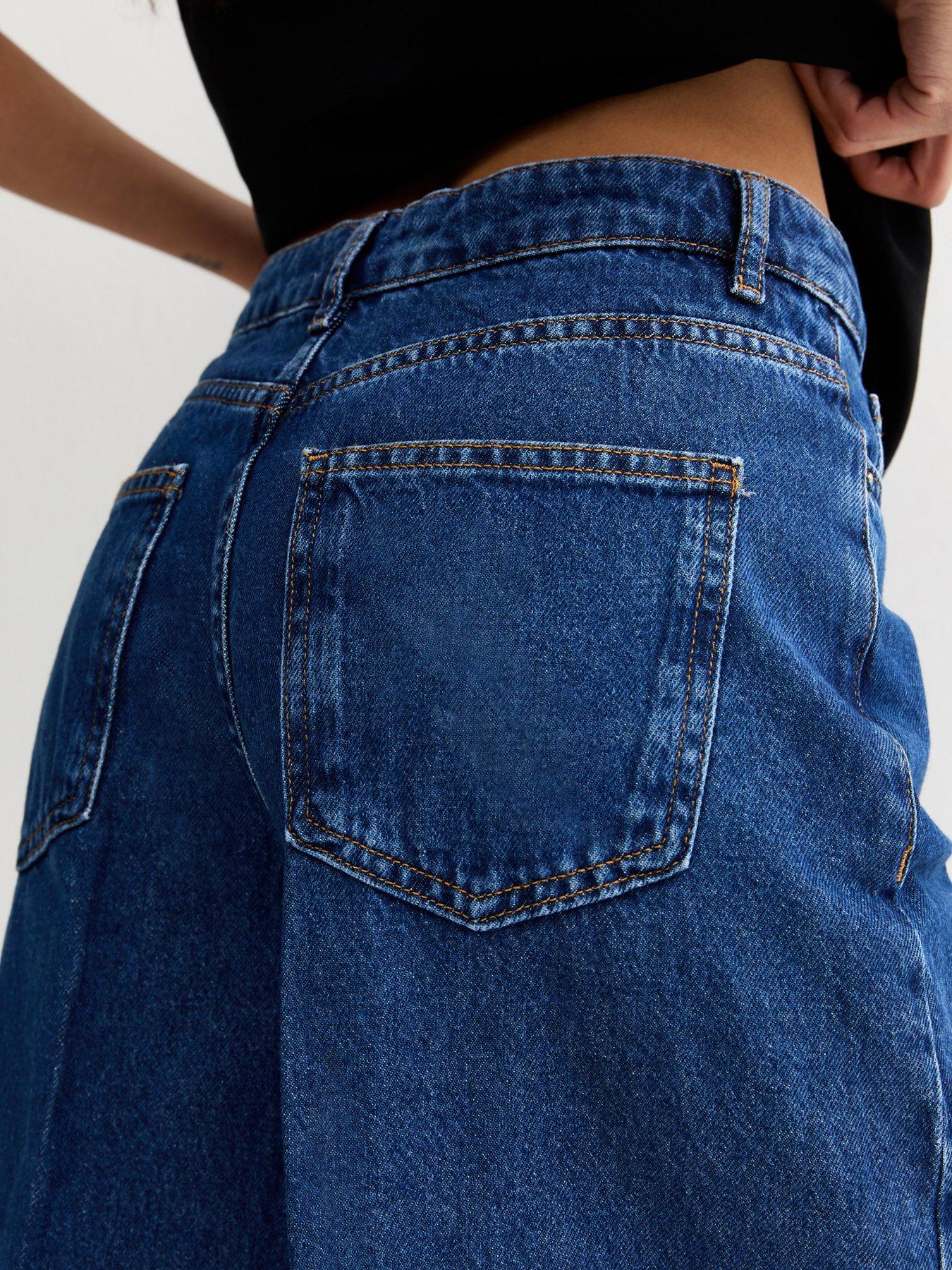  image of new-look-mid-wash-blue-denim-culottes
