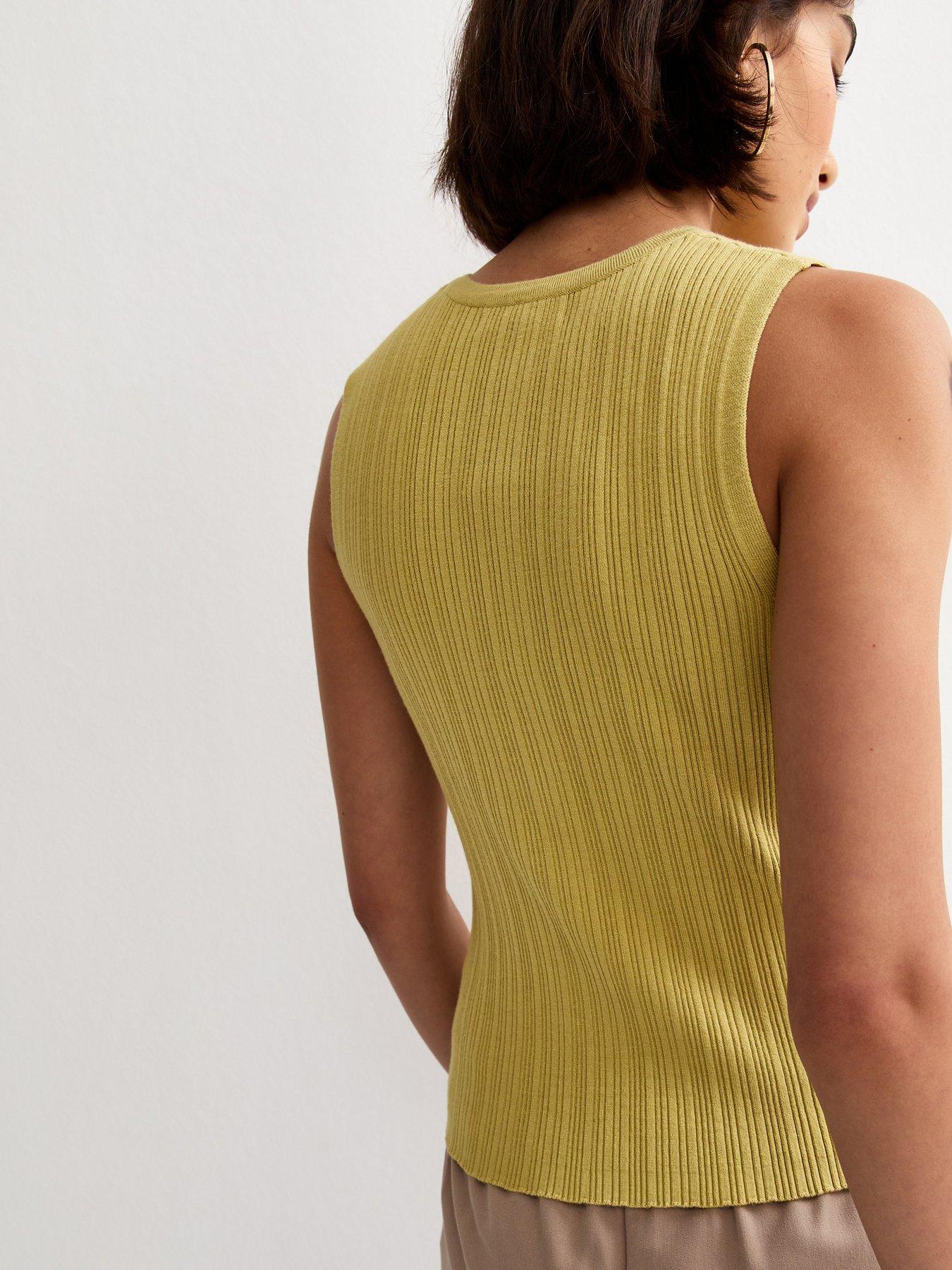stillFront image of new-look-green-lightweight-rib-button-vest-top