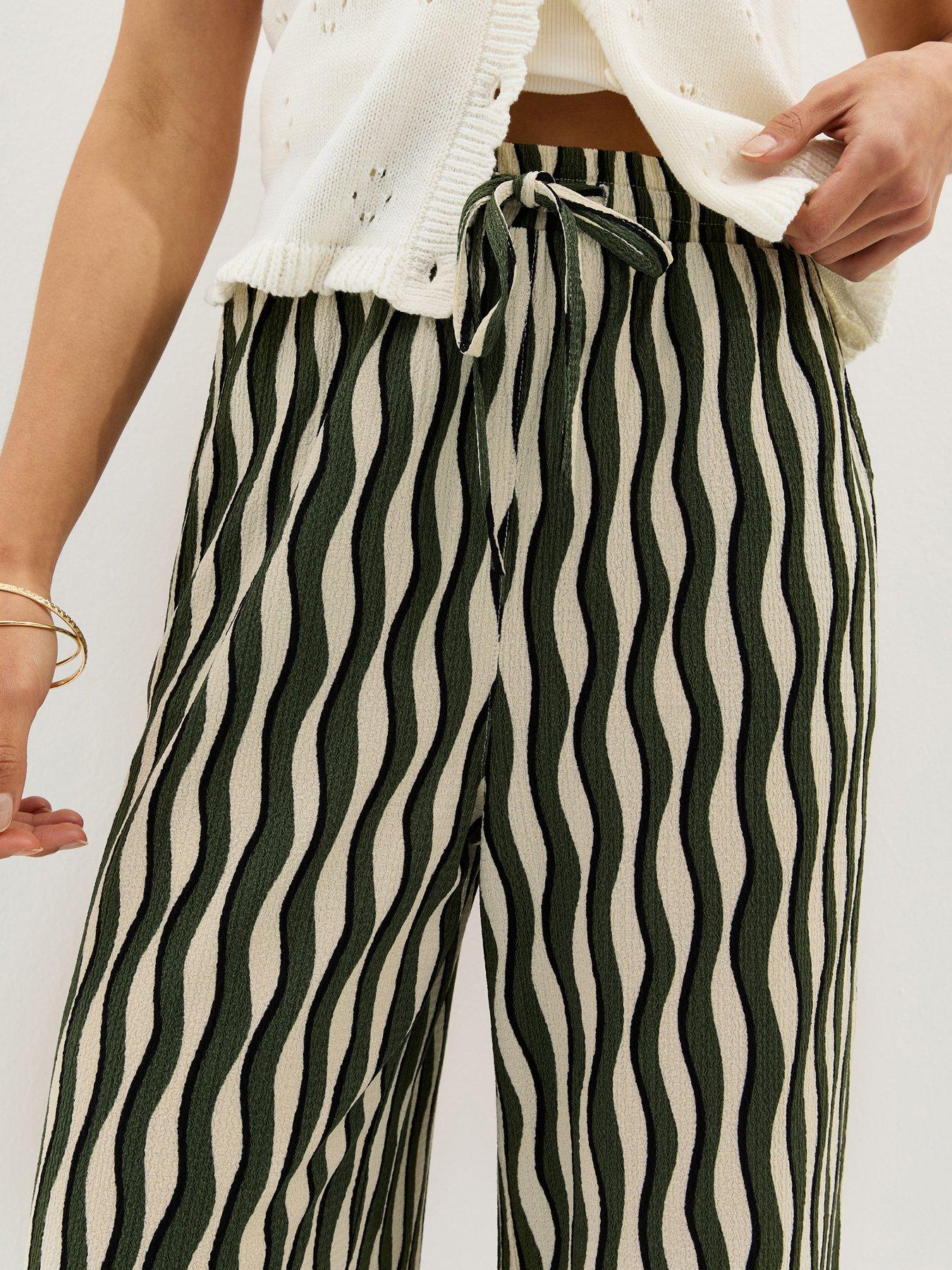  image of new-look-jersey-wave-patterned-wide-leg-trousers-green