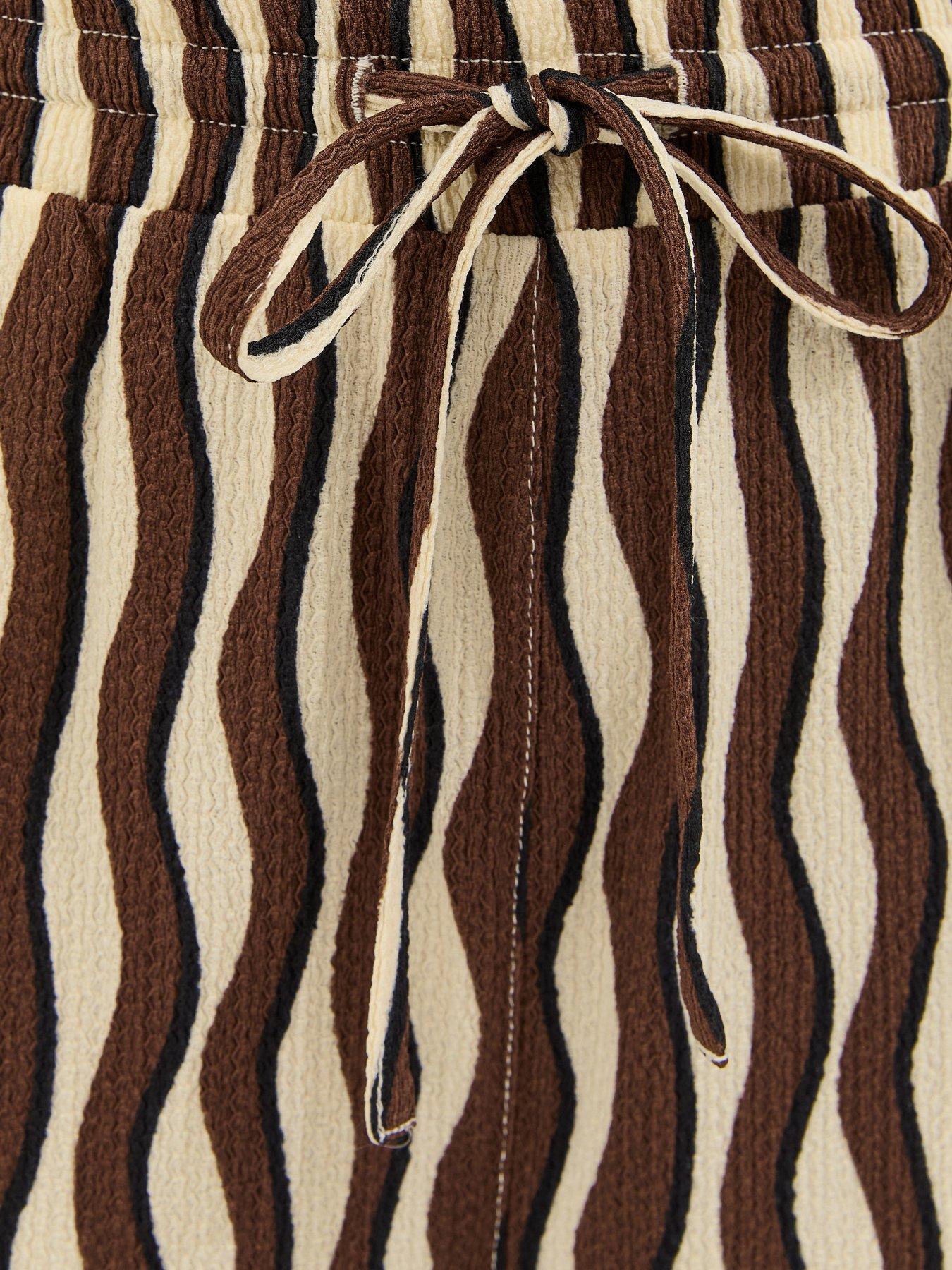 Image 5 of 5 of New Look Jersey Wave Patterned Wide Leg Trousers - Brown
