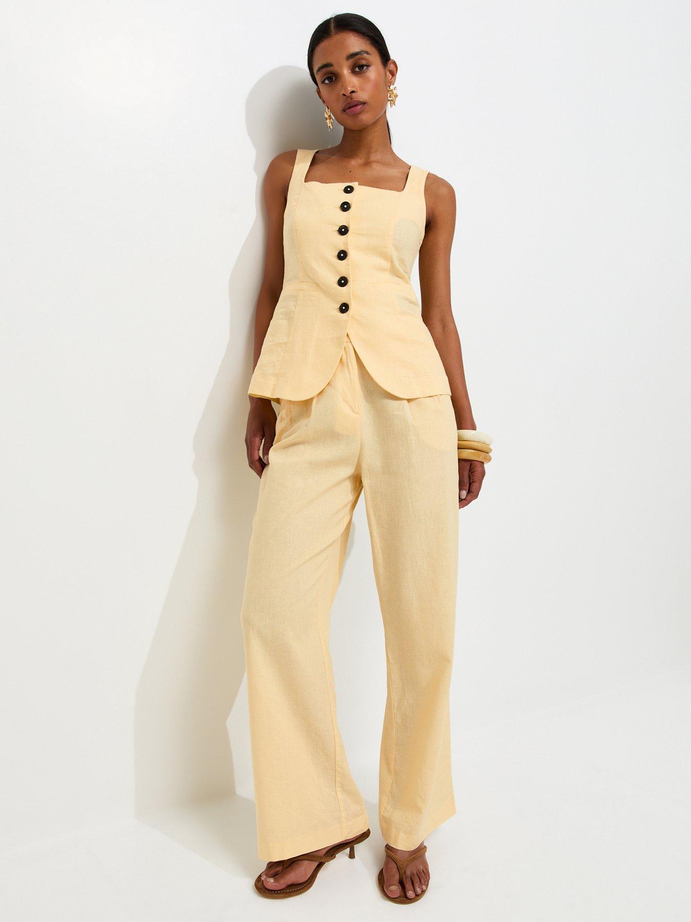 New Look Linen Rich Tailored Co-ord Trousers - Light Yellow