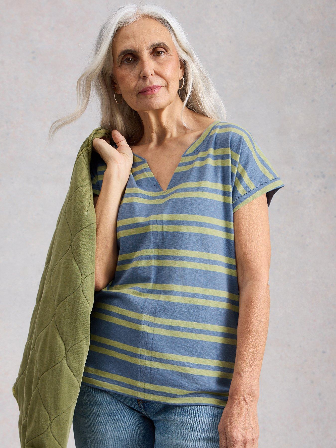 White Stuff Nelly Notch Stripe Tee - Blue