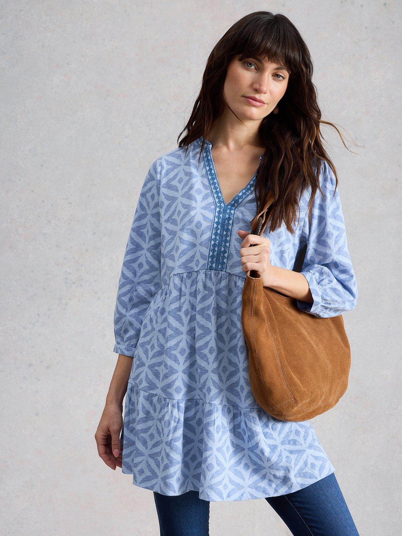 White Stuff Marta Embroidered Tunic - Blue