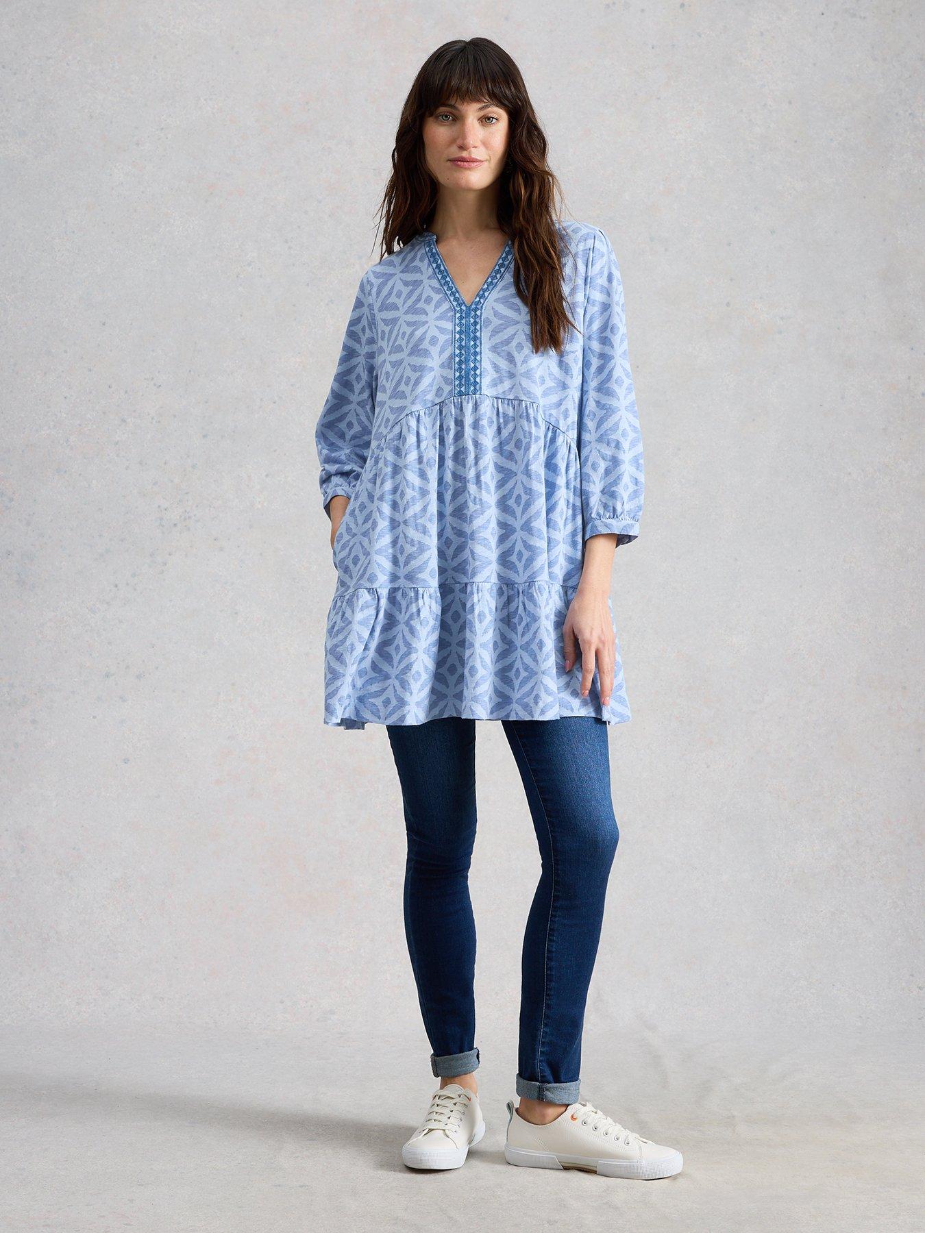 Image 3 of 6 of White Stuff Marta Embroidered Tunic - Blue
