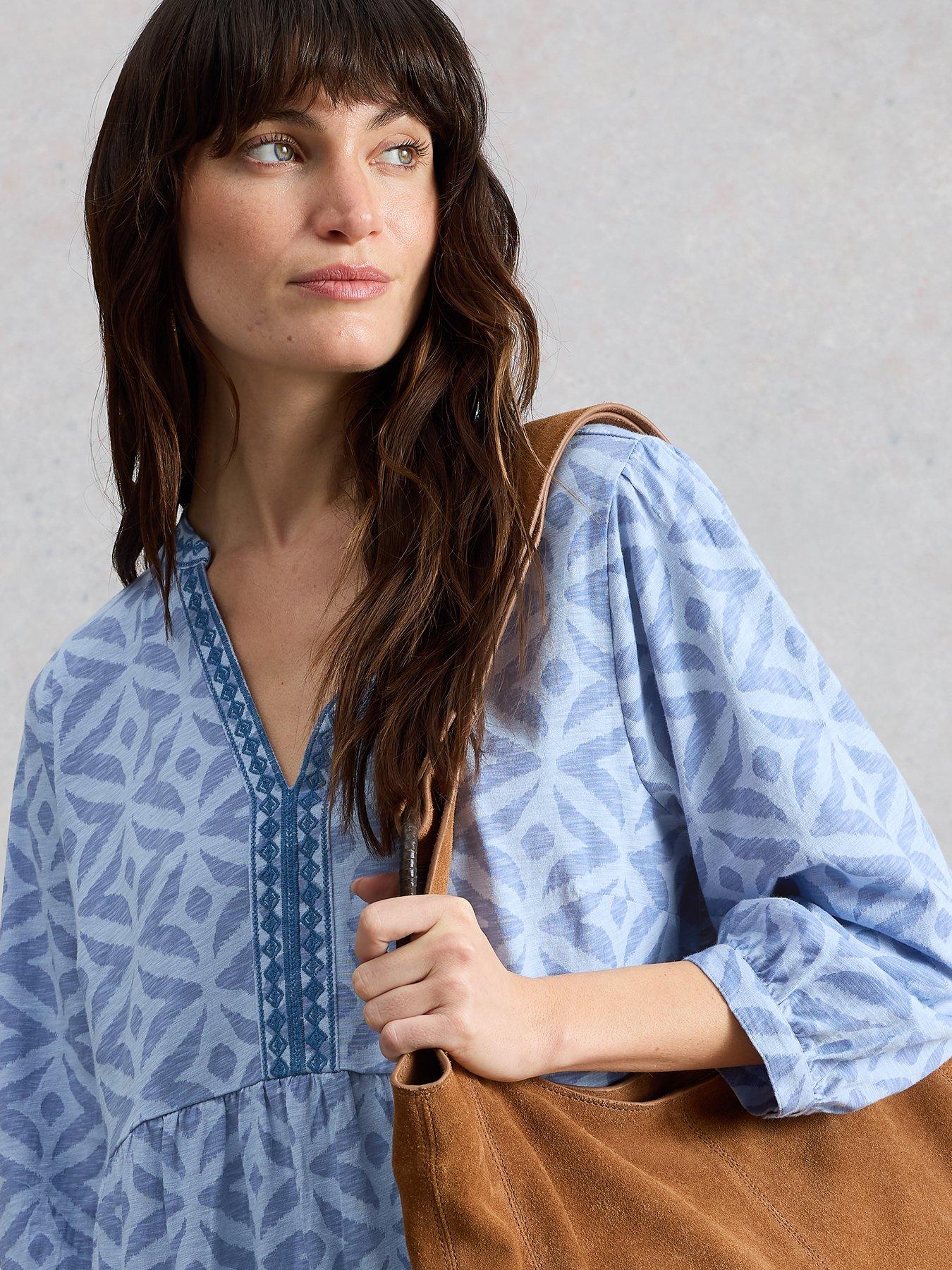 Image 4 of 6 of White Stuff Marta Embroidered Tunic - Blue