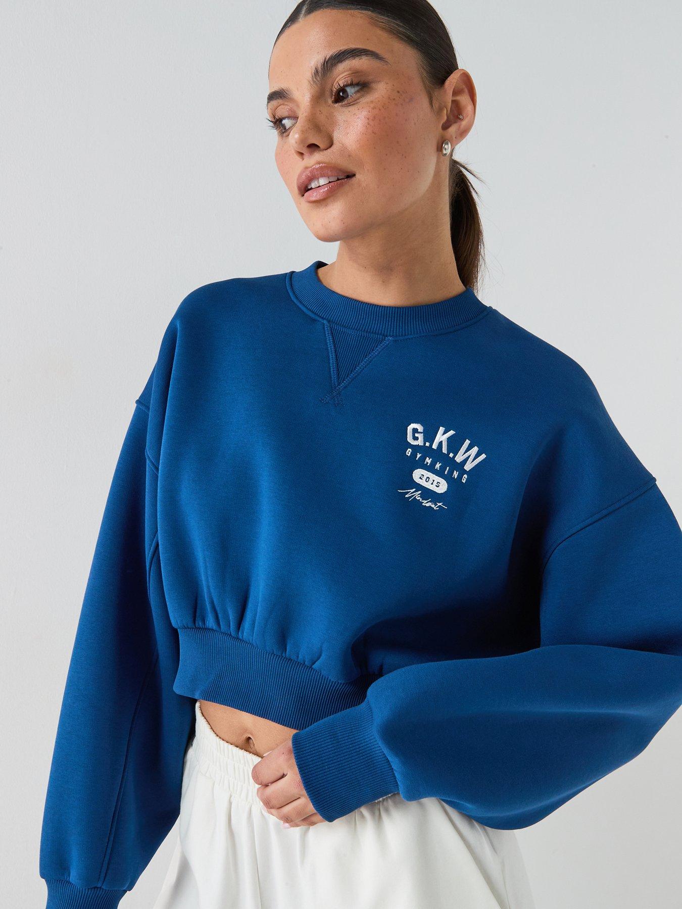 Gym King Womens Composure Cropped Crew - Blue