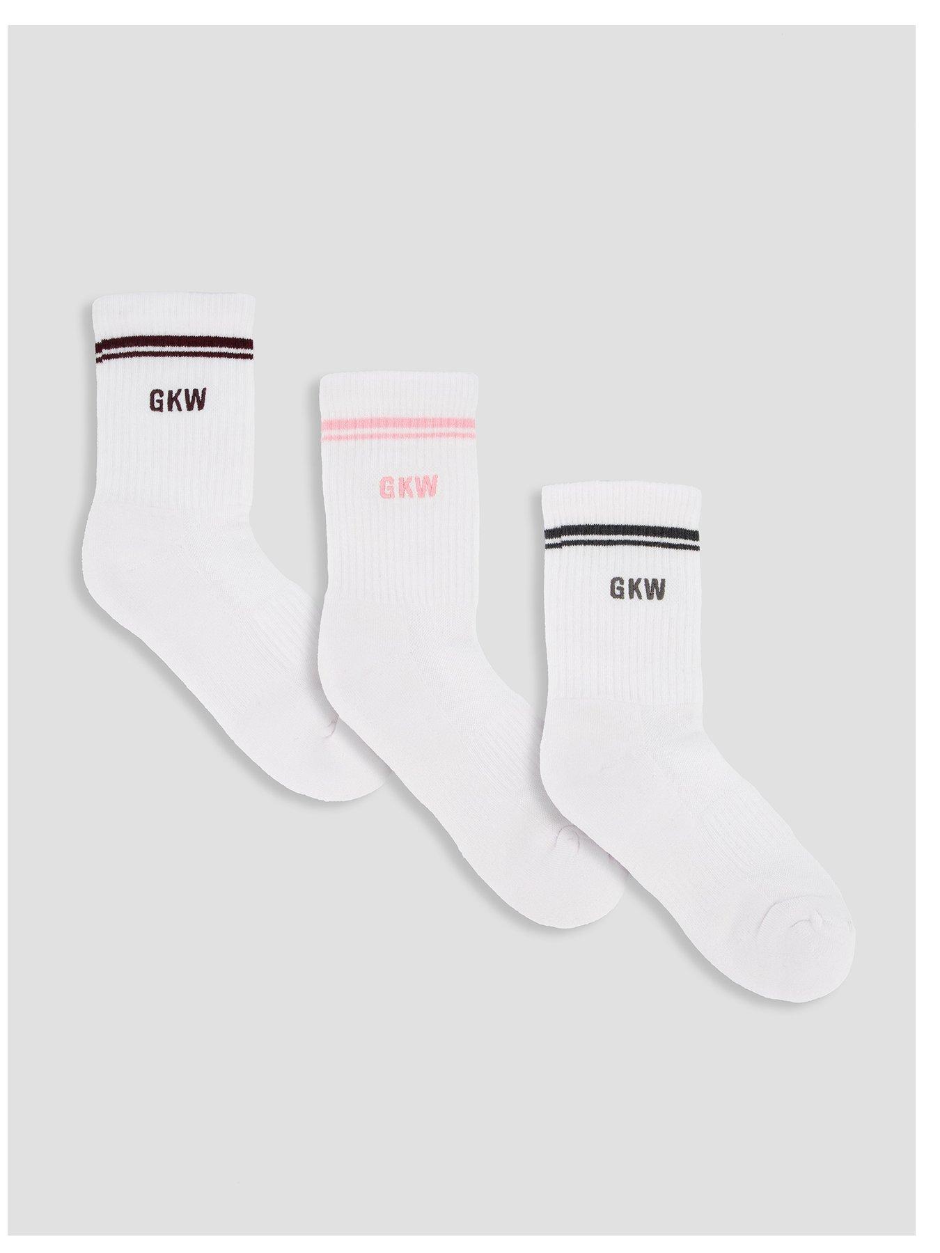 Gym King Womens Rib Knit Socks (3pk) - Cream/Pink | Littlewoods