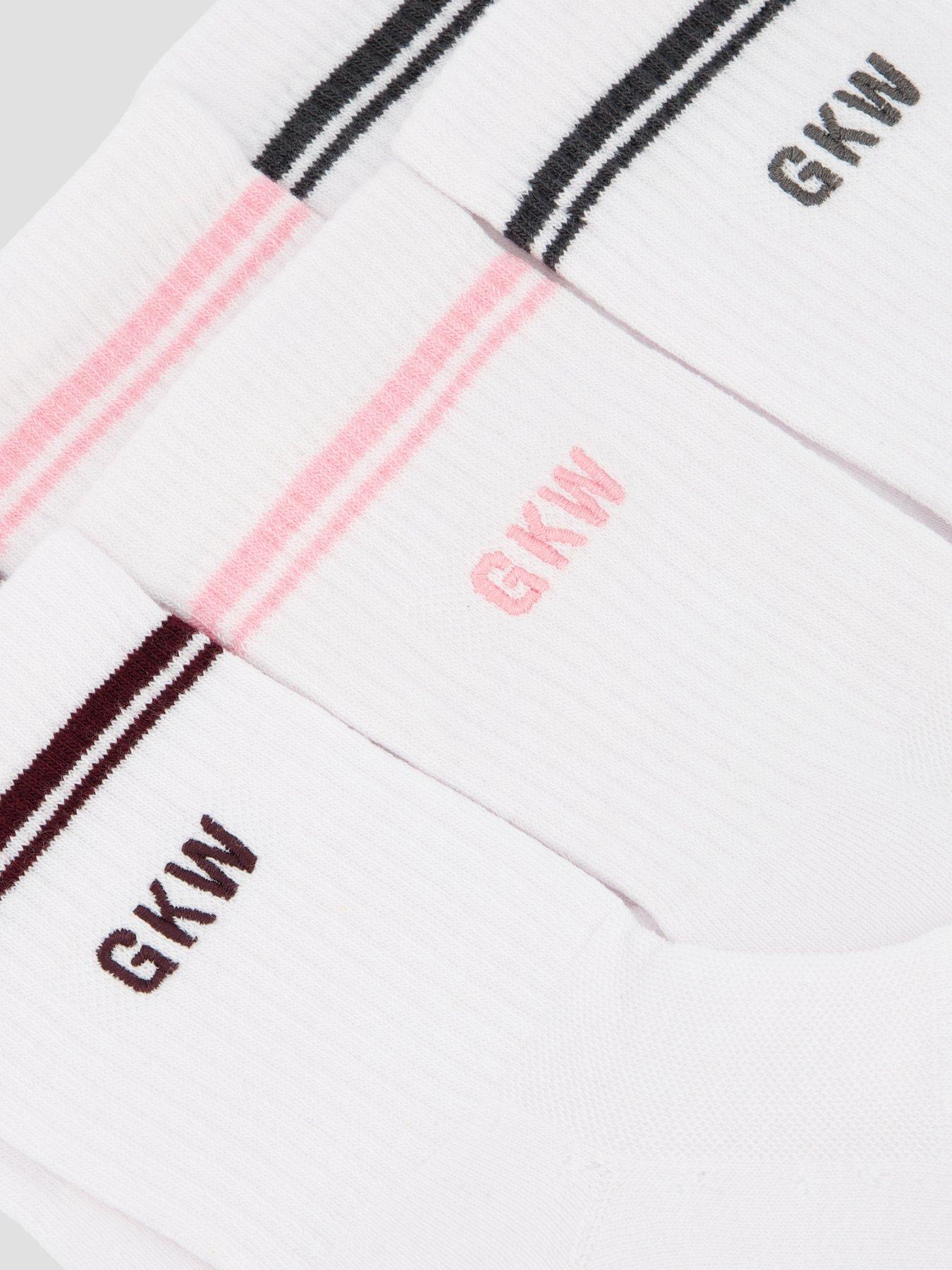 Gym King Womens Rib Knit Socks (3pk) - Cream/Pink | Littlewoods