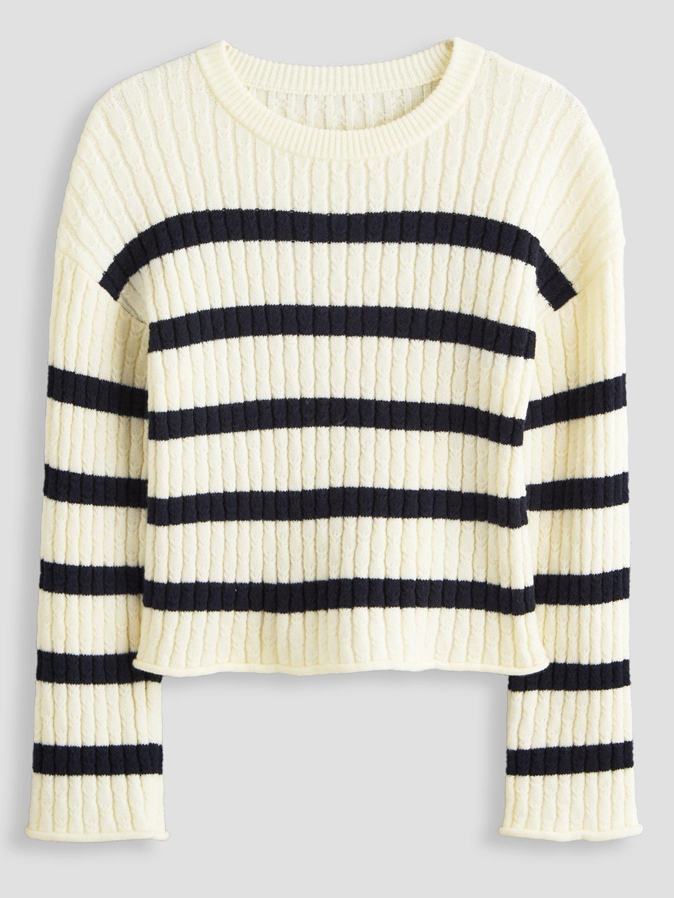 The Very Collection Girls Crew Neck Lightweight Knitted Jumper - Stripe