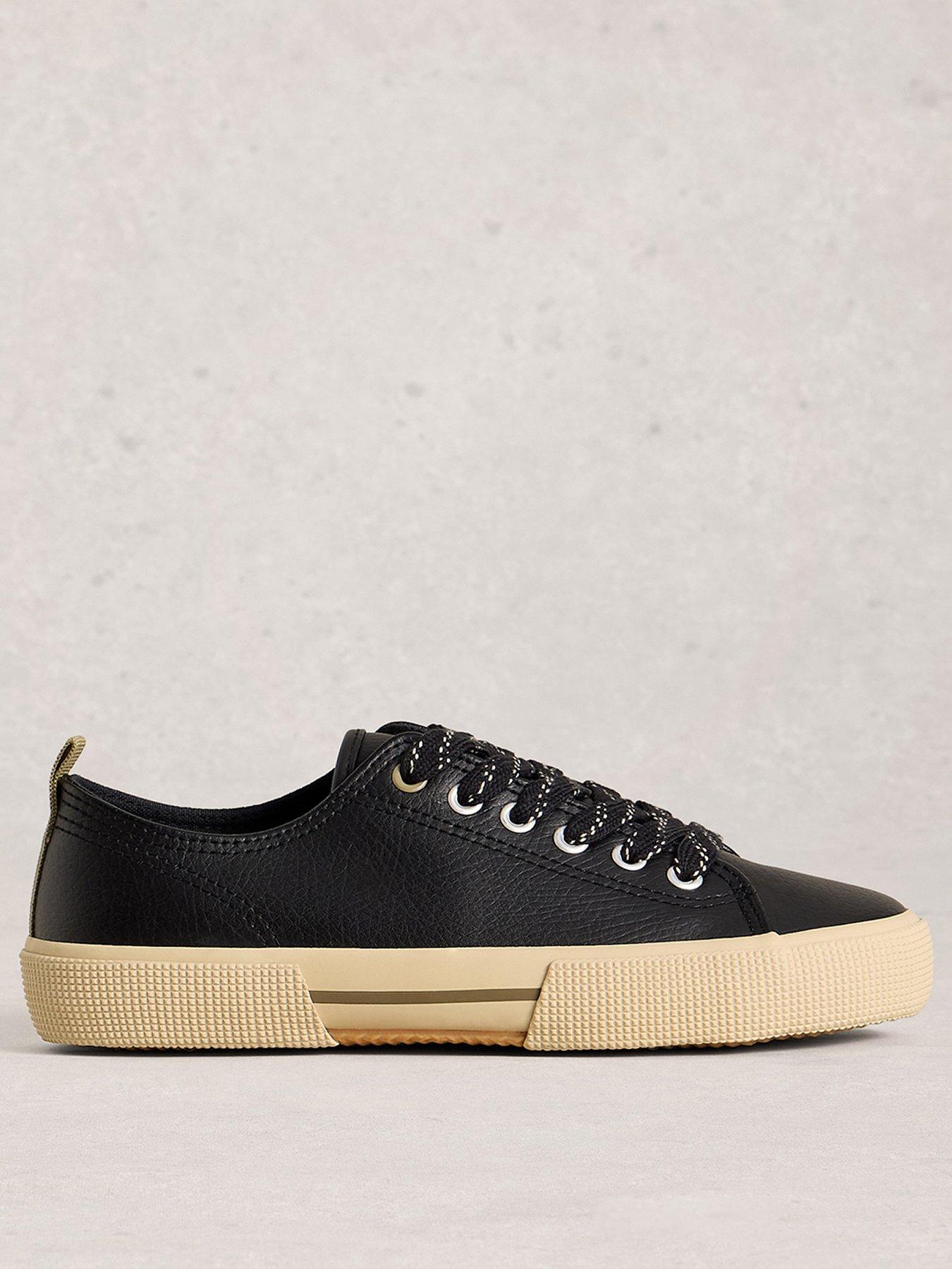 front image of white-stuff-pippa-leather-lace-up-trainer-black