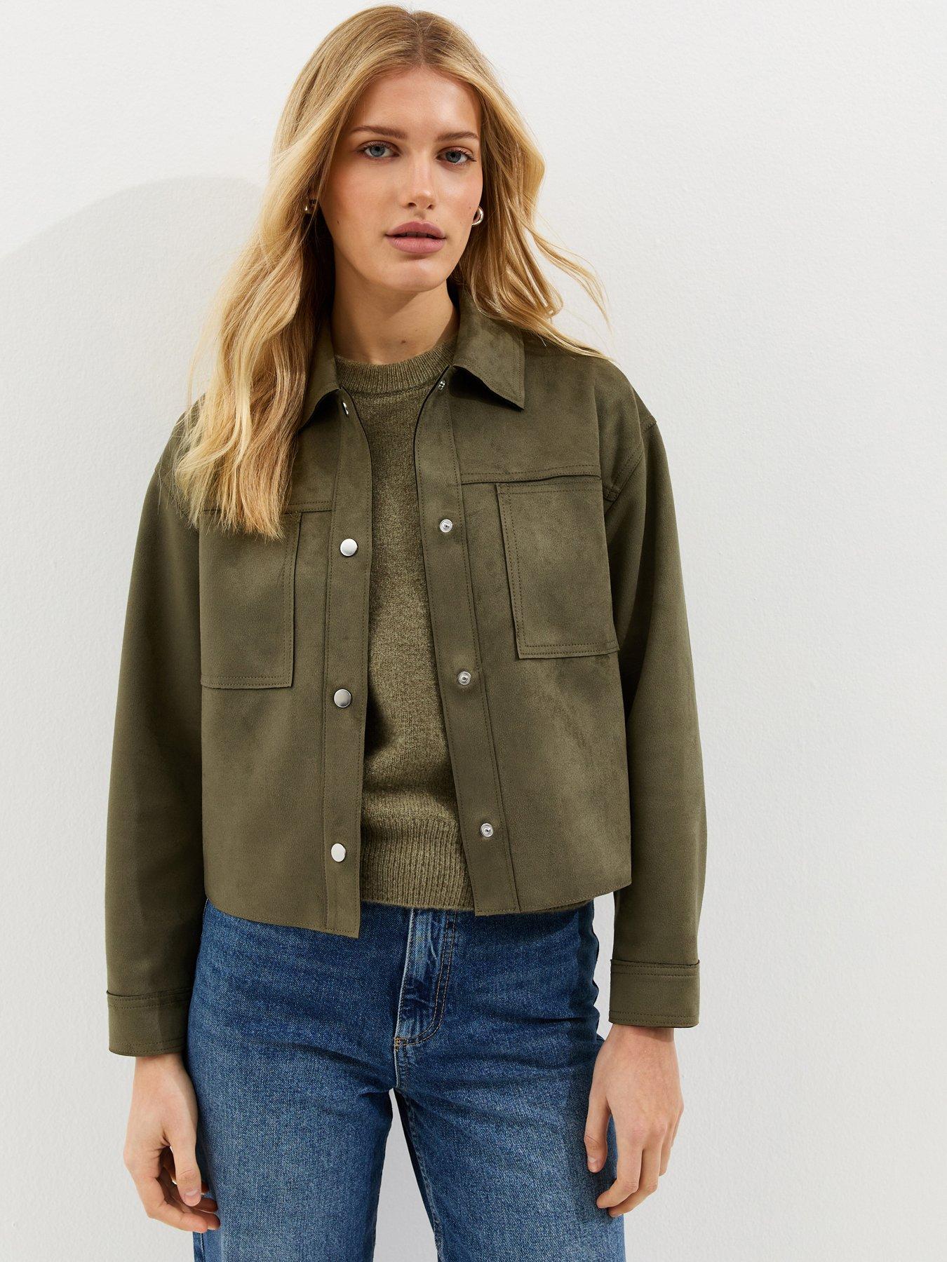 New Look Light Khaki Faux Suede Boxy Shacket