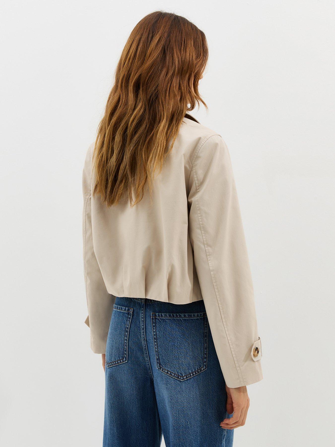Image 2 of 6 of New Look Cropped Trench Mac Jacket - Stone