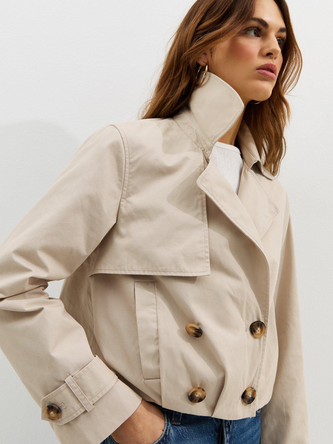 Image 5 of 6 of New Look Cropped Trench Mac Jacket - Stone