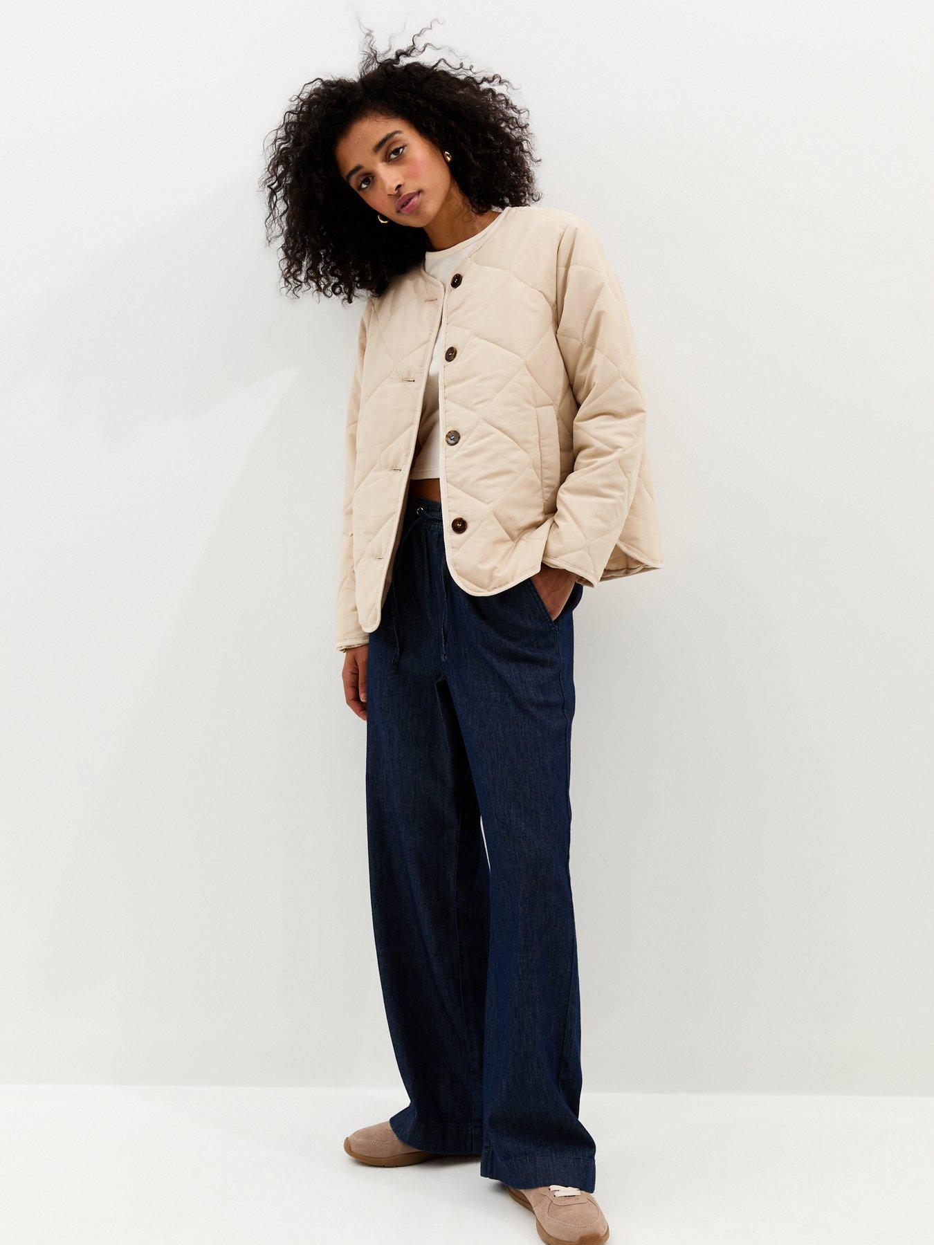 Image 3 of 5 of New Look Soft Touch Quilted Jacket - Stone