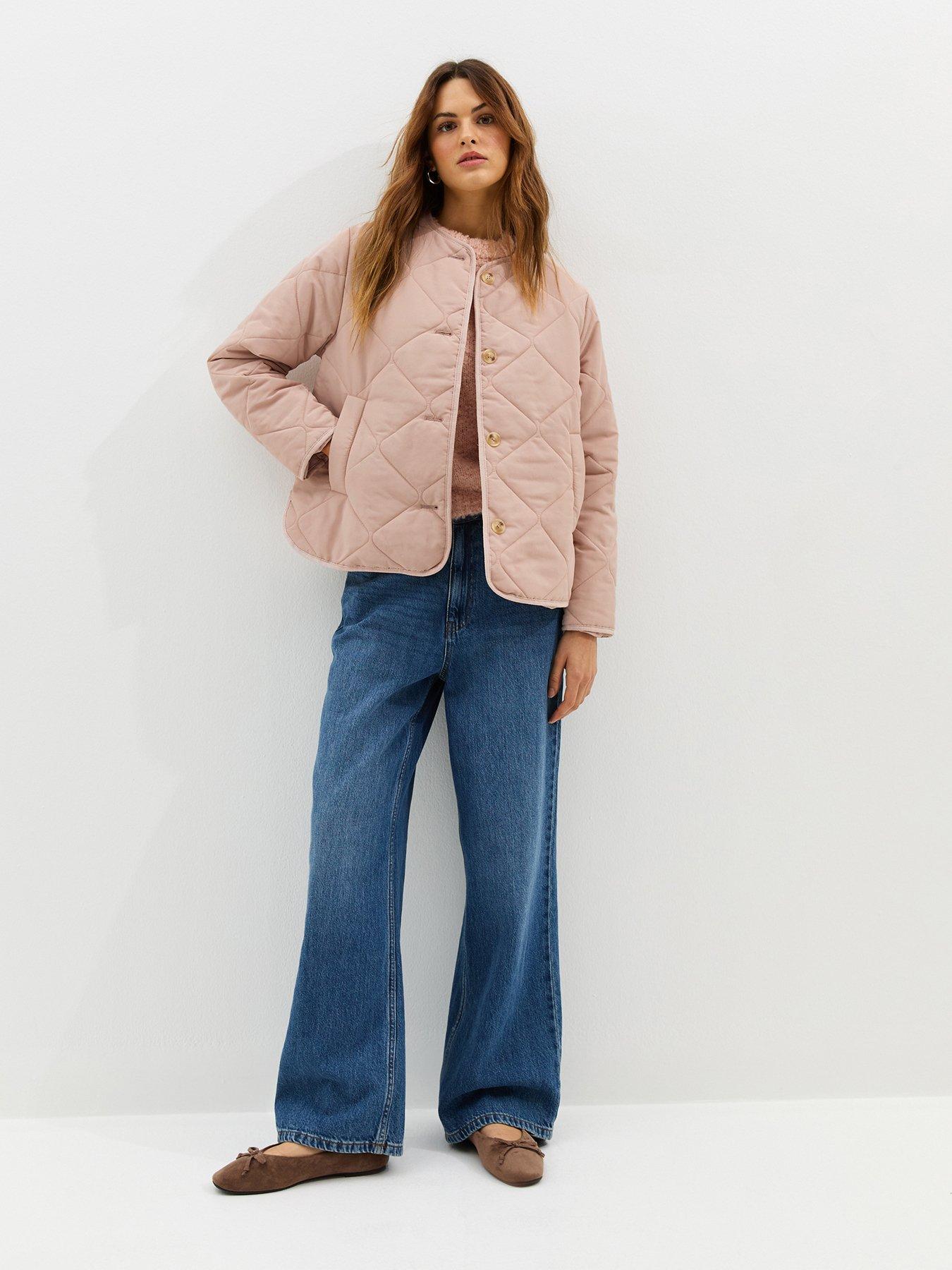 Image 3 of 6 of New Look Pale Soft Touch Quilted Jacket - Pink