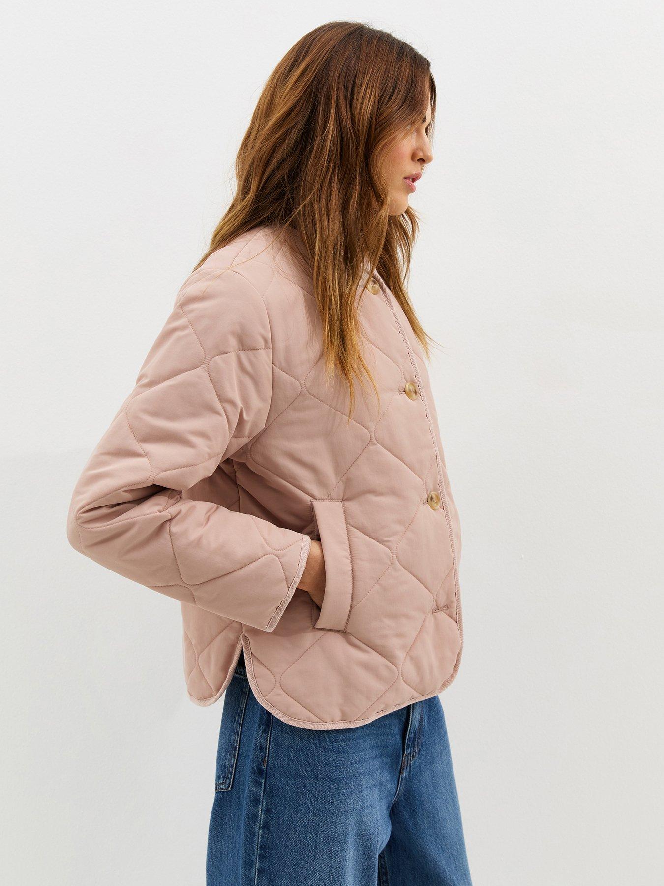 Image 4 of 6 of New Look Pale Soft Touch Quilted Jacket - Pink