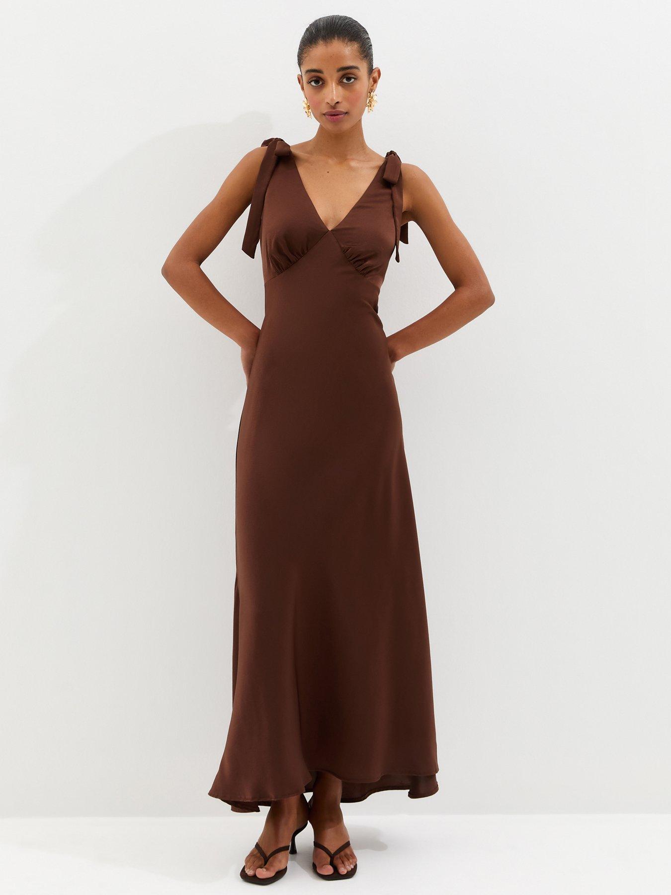 plunge brown dress Sylvie Plunge V-Neck Maxi Dress main image 1