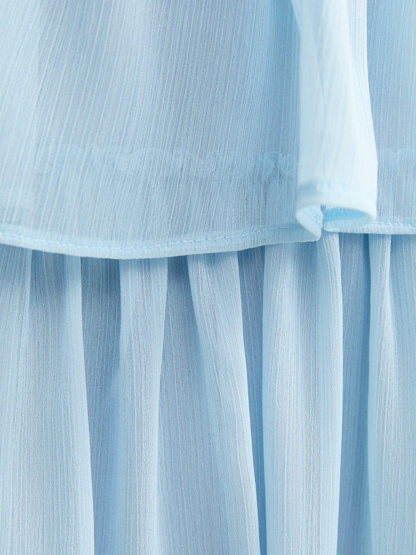 Image 5 of 5 of New Look Tiered Chiffon Midi Dress - Light Blue