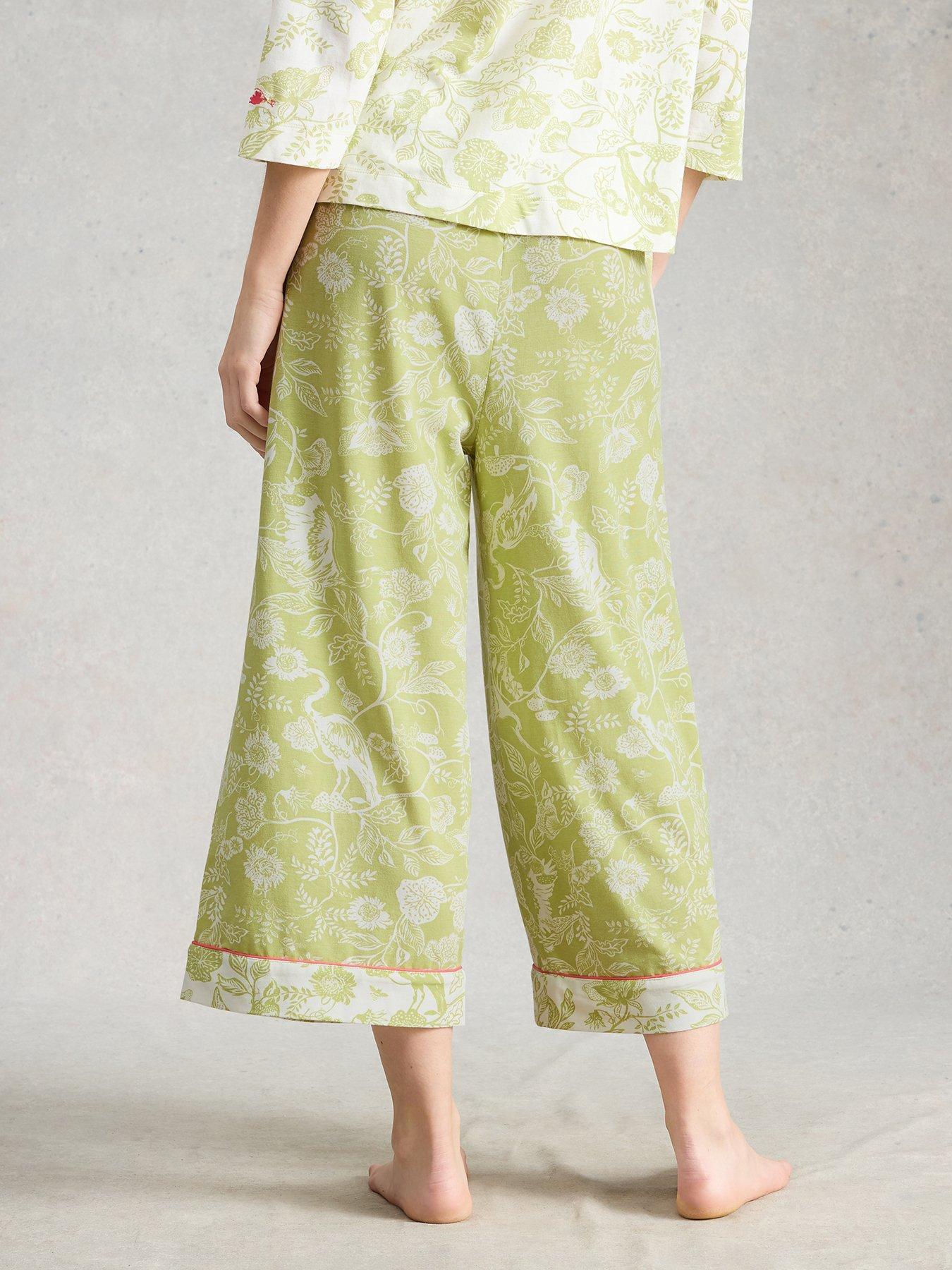  image of white-stuff-trina-cropped-pyjama-trouser-green