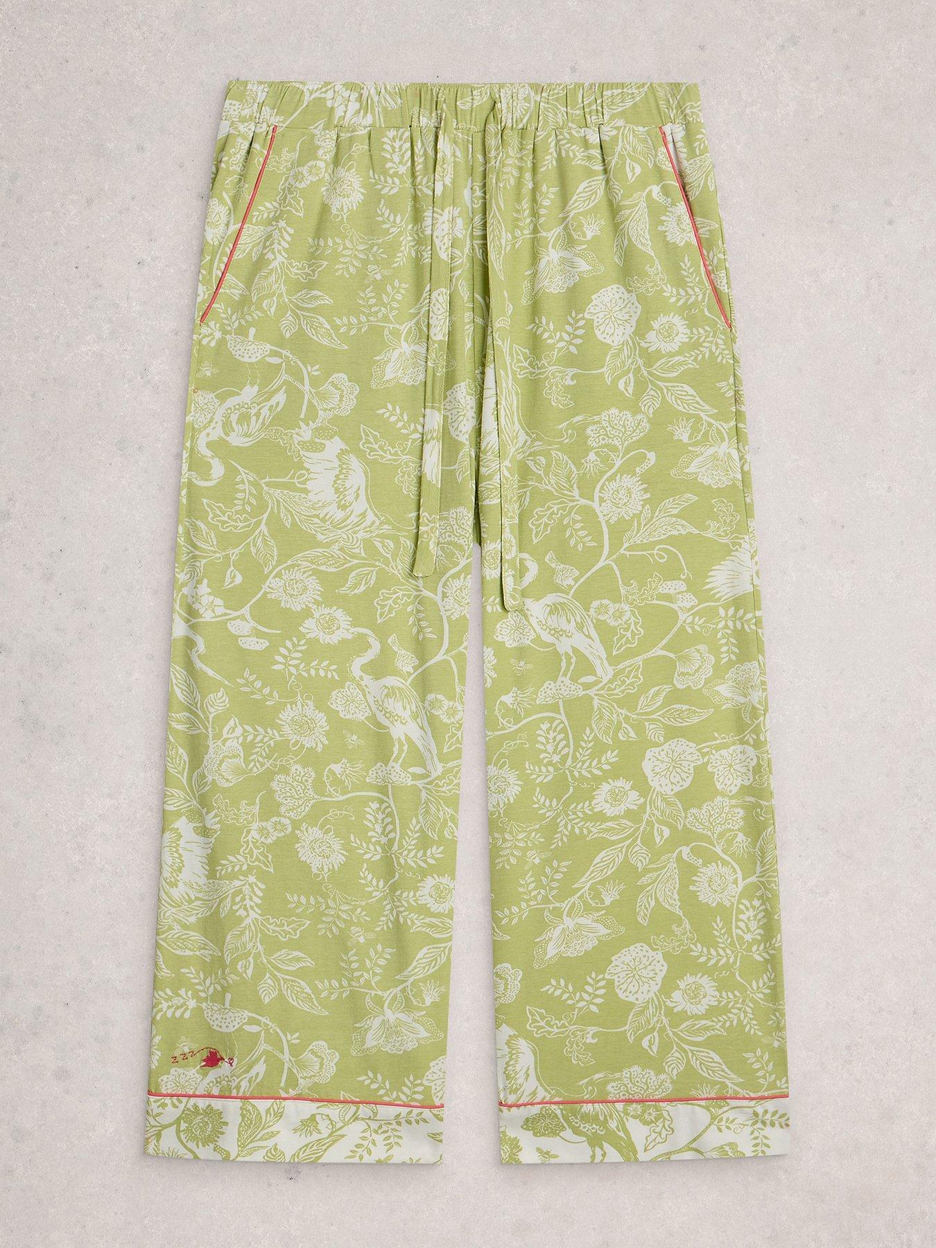  image of white-stuff-trina-cropped-pyjama-trouser-green