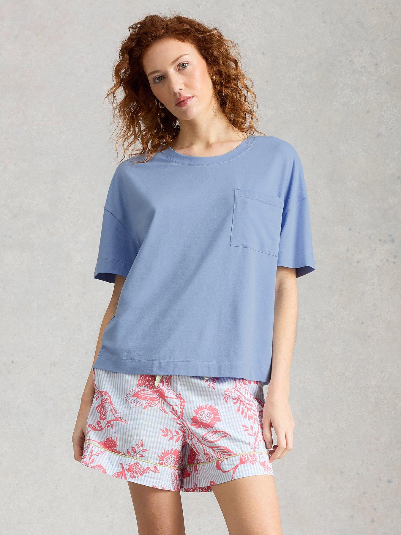 White Stuff Maya Boxy Pyjama T-Shirt - Blue