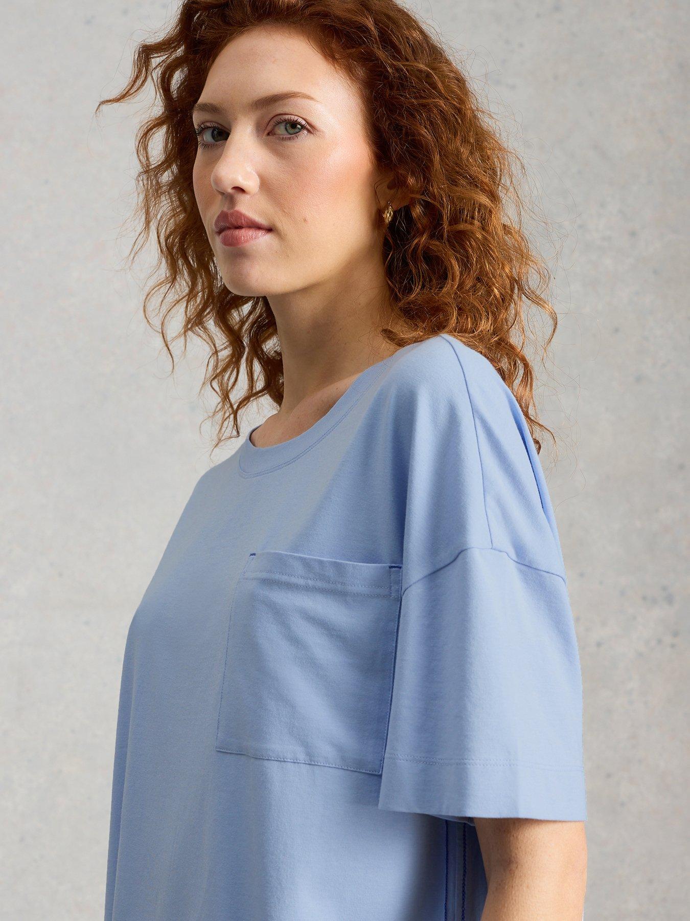 Image 4 of 6 of White Stuff Maya Boxy Pyjama T-Shirt - Blue