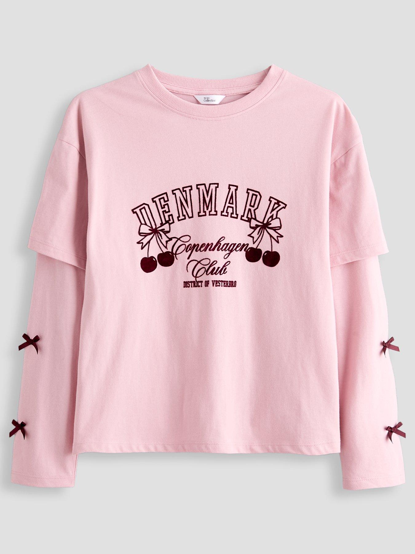 The Very Collection Girls Long Sleeve Slogan Top - Pink