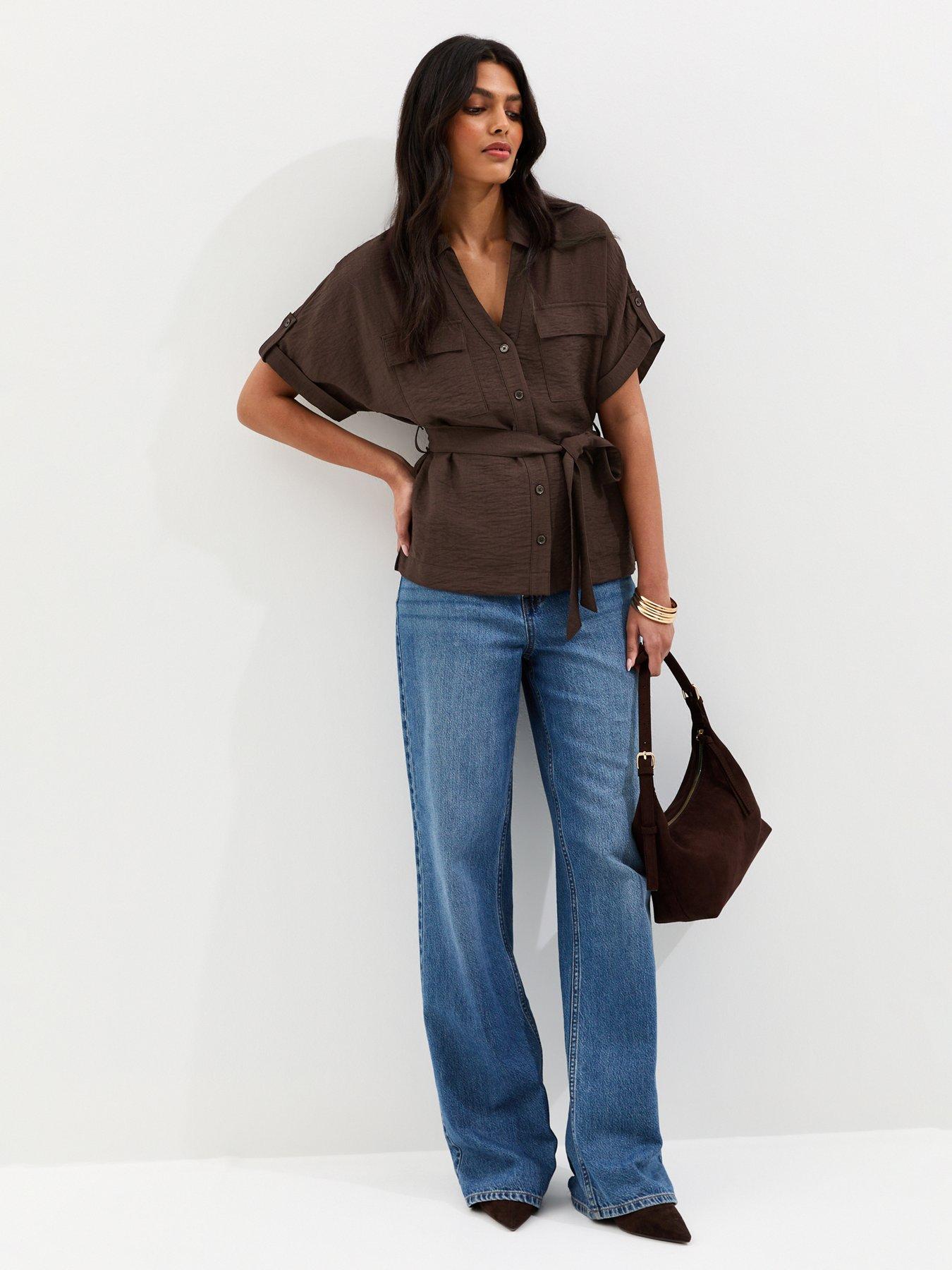 Image 3 of 5 of New Look Dark Brown Utility Belted Shirt