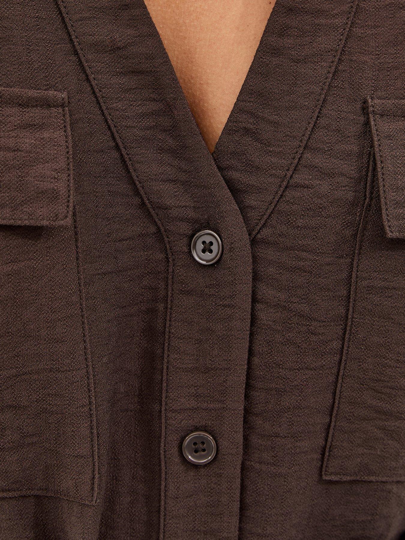 Image 5 of 5 of New Look Dark Brown Utility Belted Shirt
