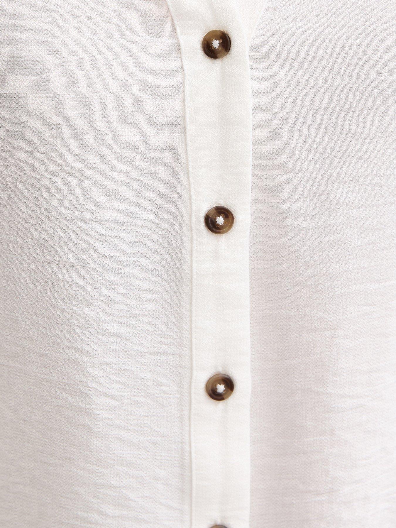 image of new-look-white-collared-v-neck-short-shirt
