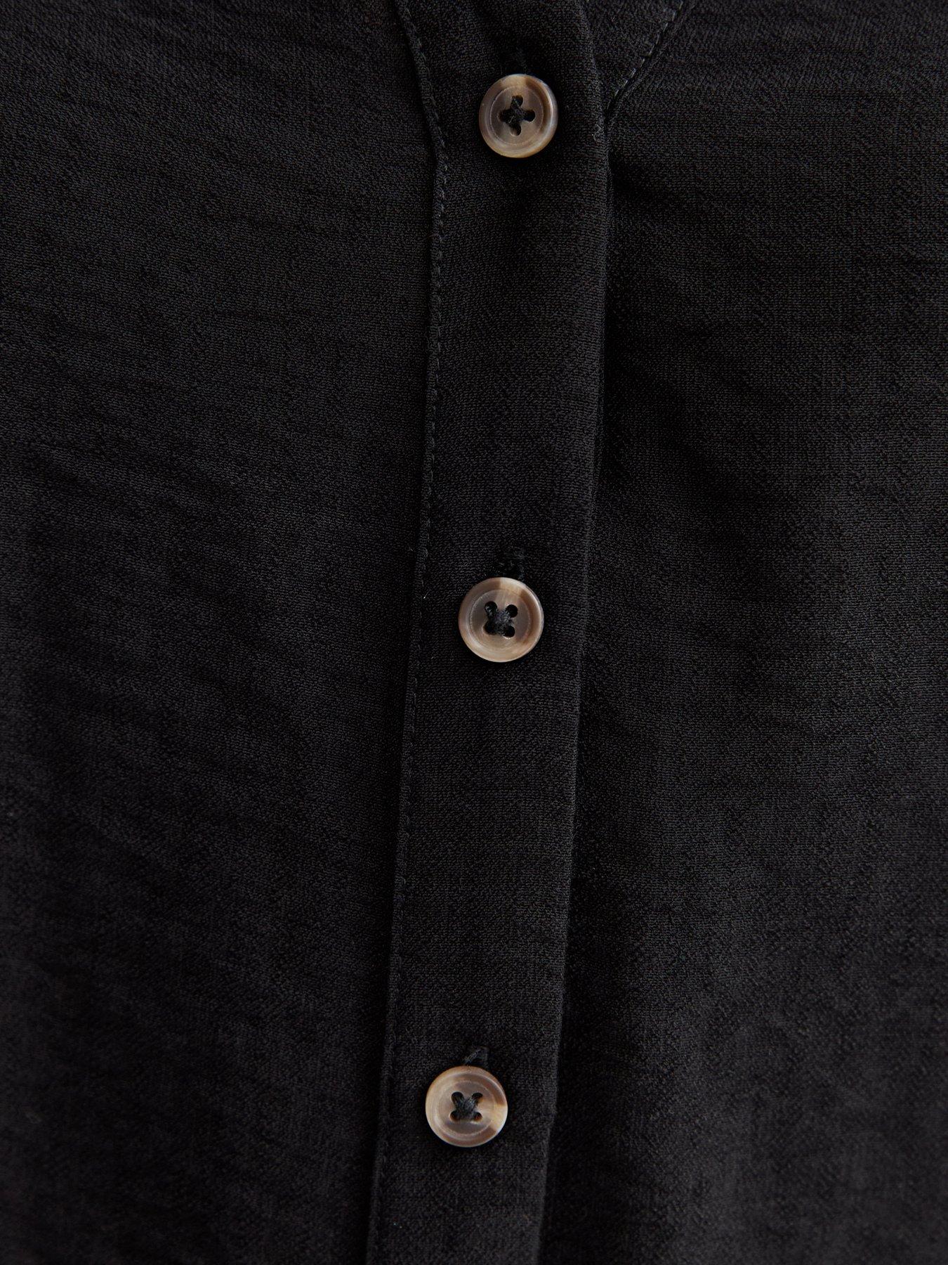  image of new-look-collared-v-neck-short-shirt-black